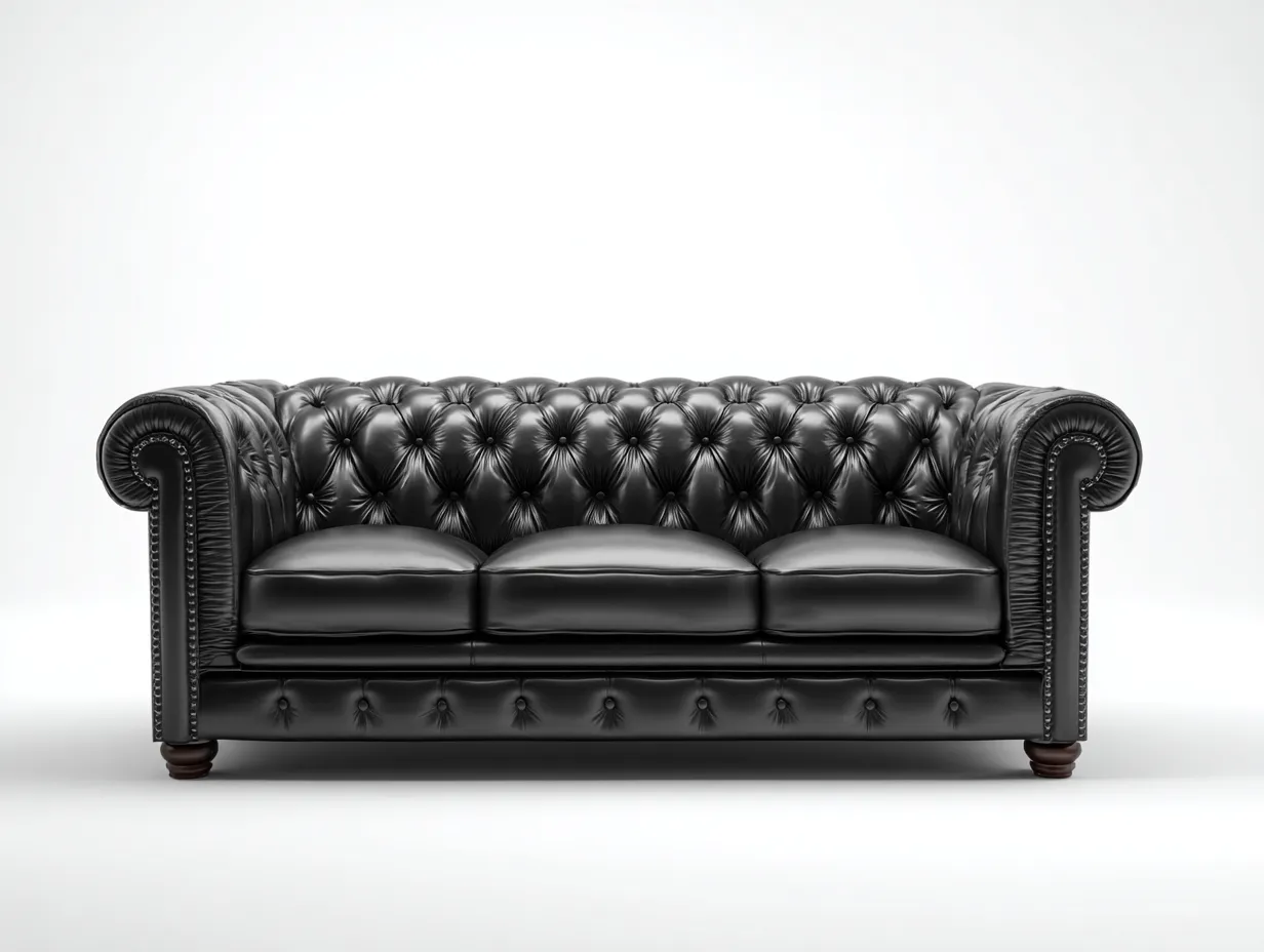 Canapé 3 places en cuir 220x90x75 cm - noir - style Chesterfield-Nestuse