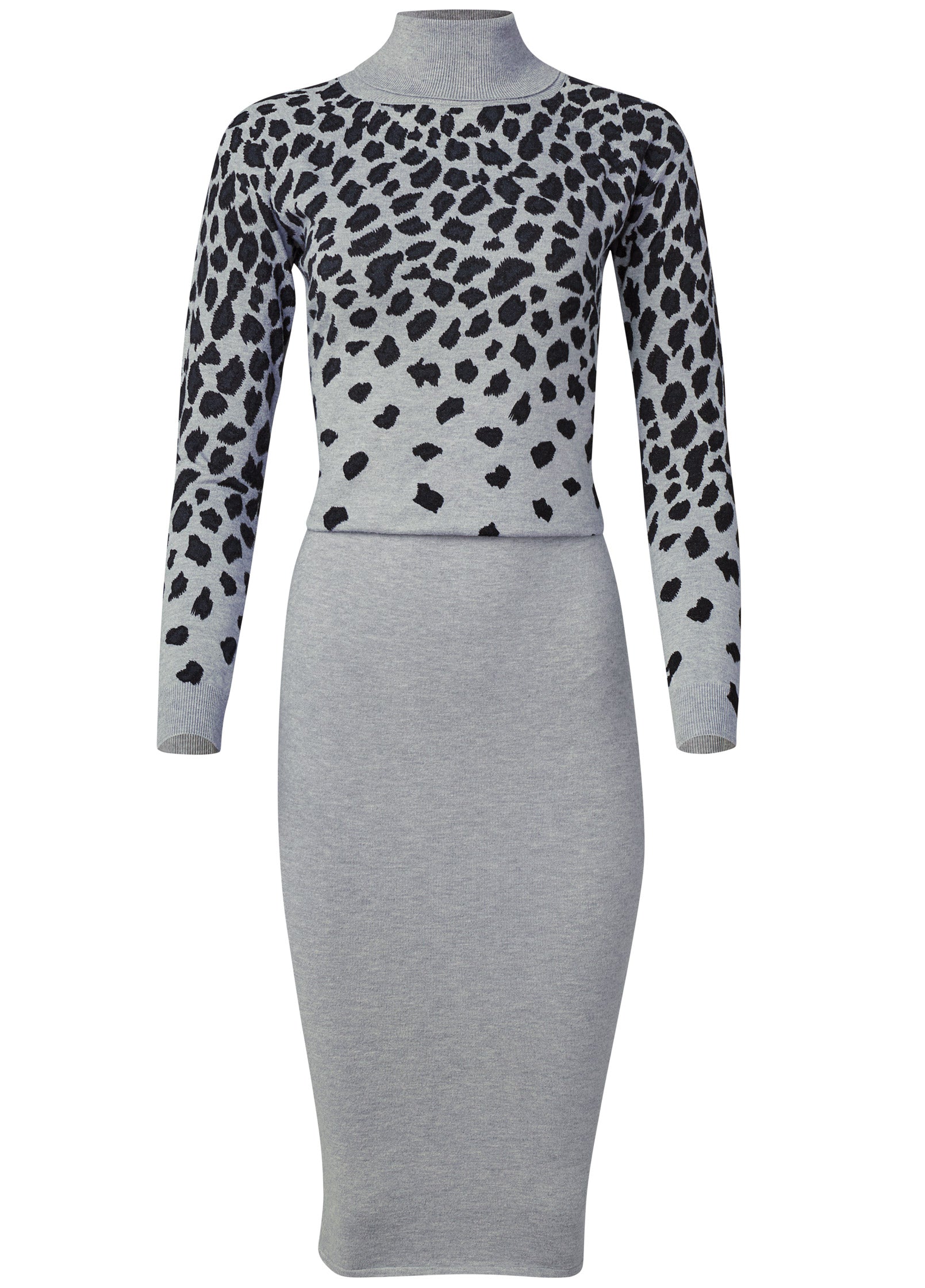 Turtleneck Sweater Dress - Grey-Basic Charm Store