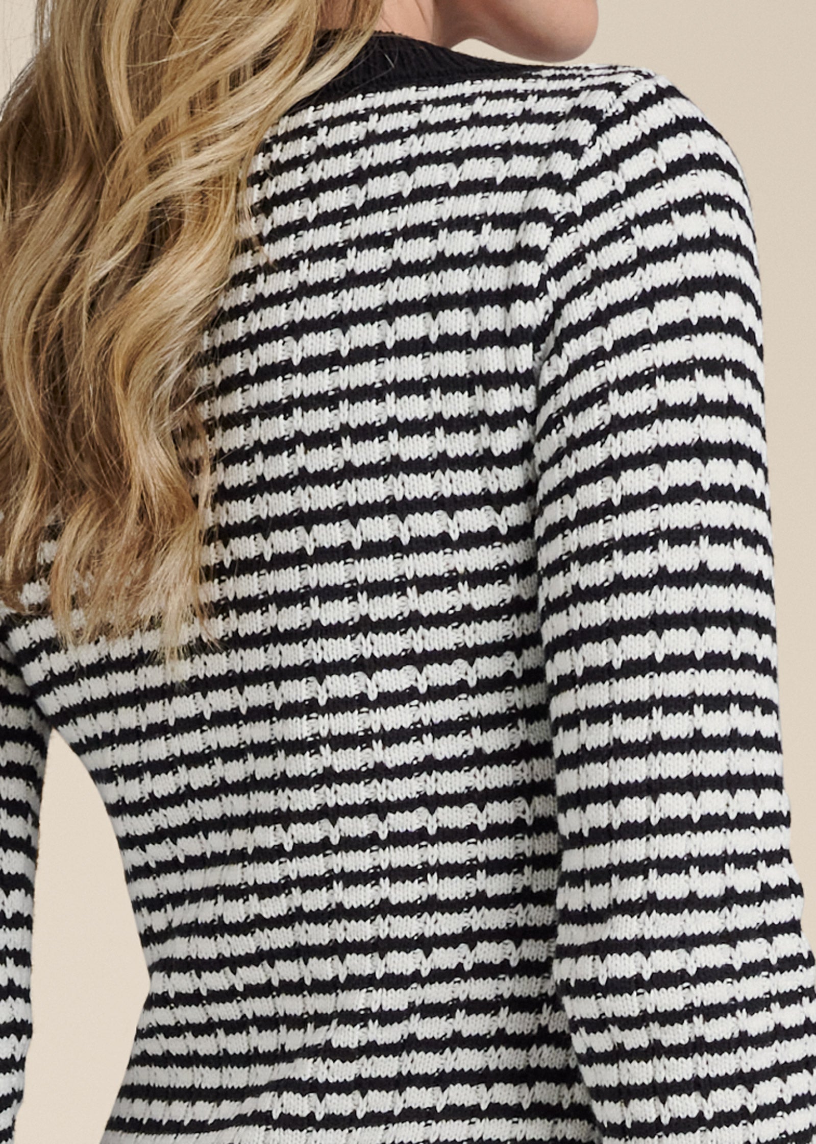 V-Neck Sweater Dress  - Black & White-Basic Charm Store