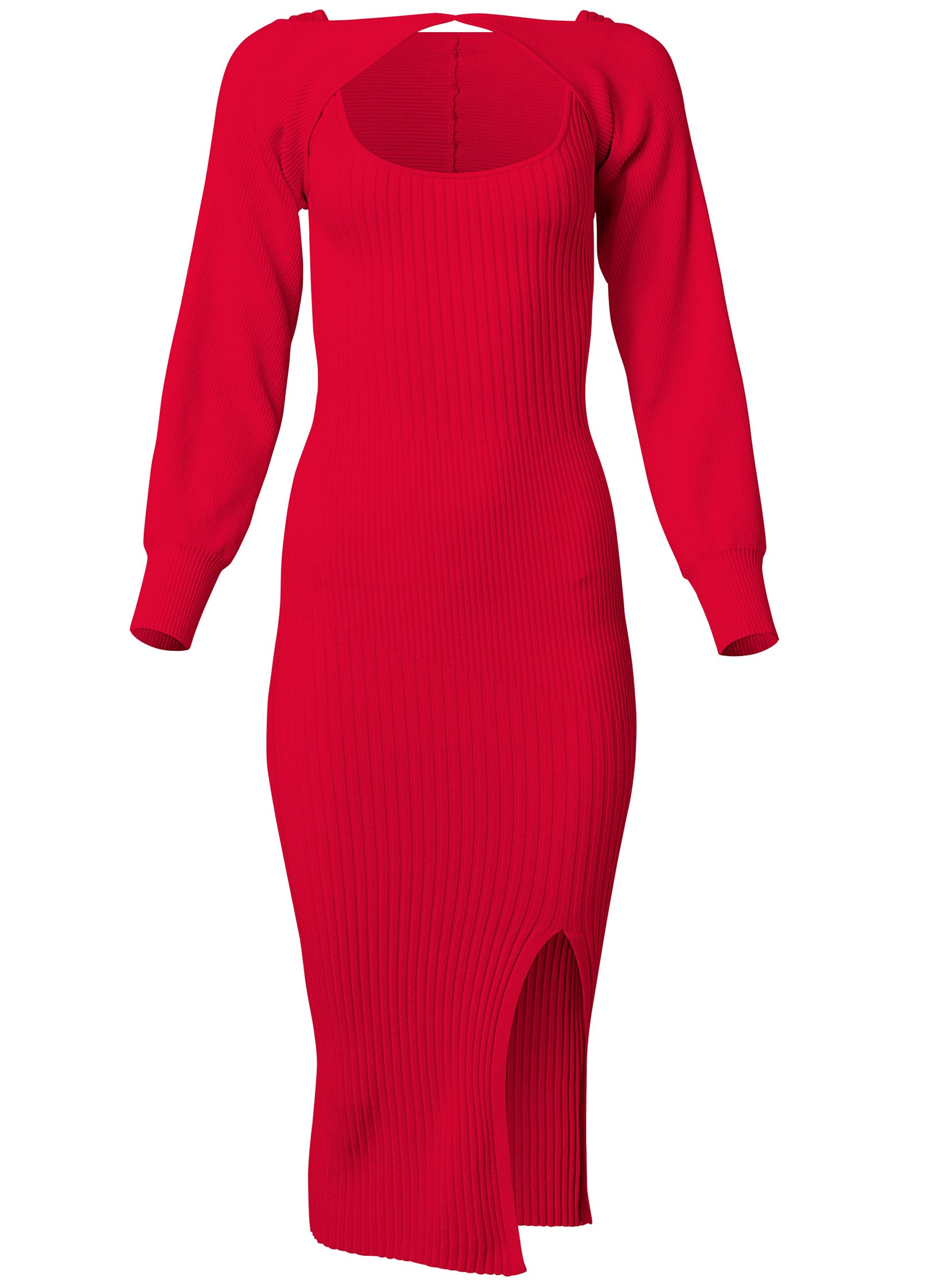 Sweater Dress With Shrug - Red-Basic Charm Store