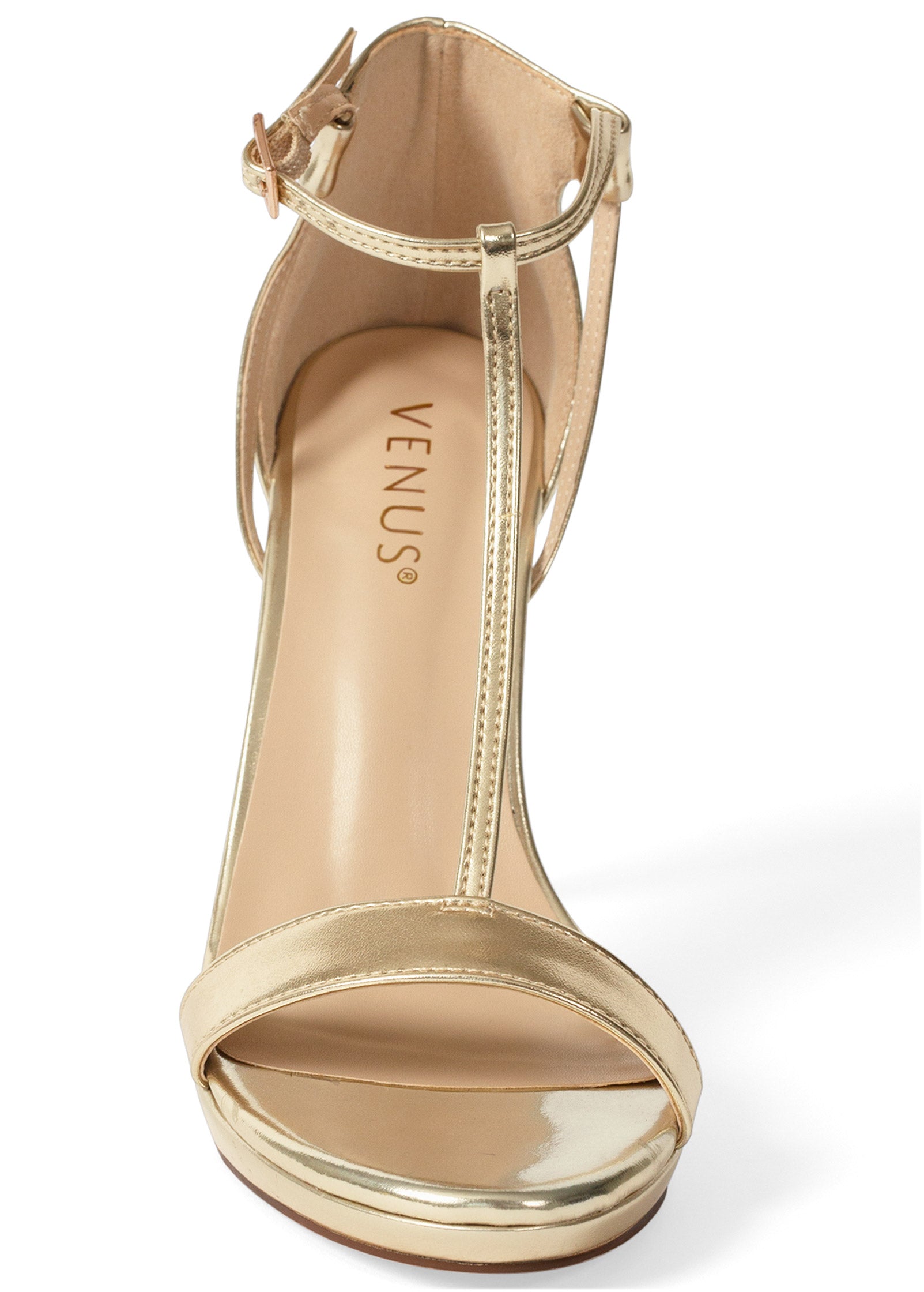 T-Strap Heels - Gold-Basic Charm Store