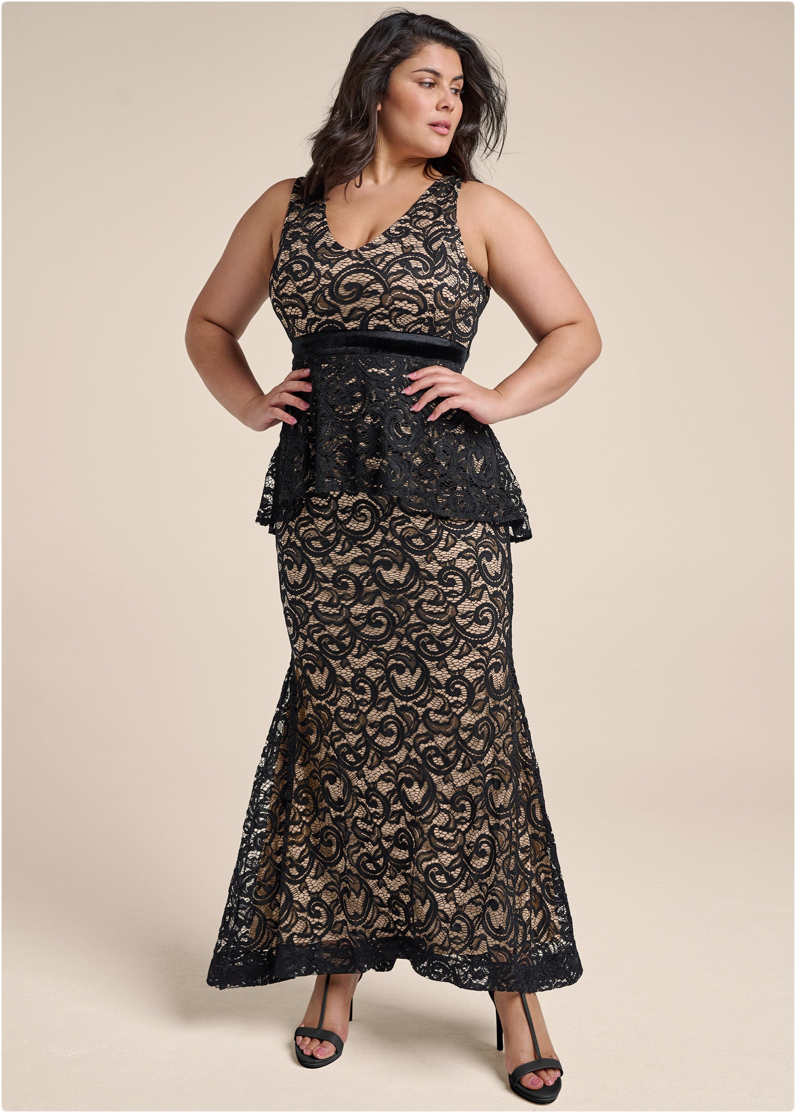Tiered Lace Gown - Black-Basic Charm Store
