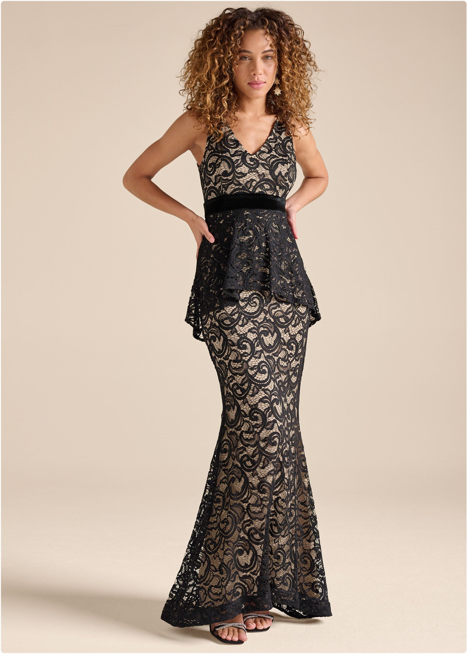 Tiered Lace Gown - Black-Basic Charm Store