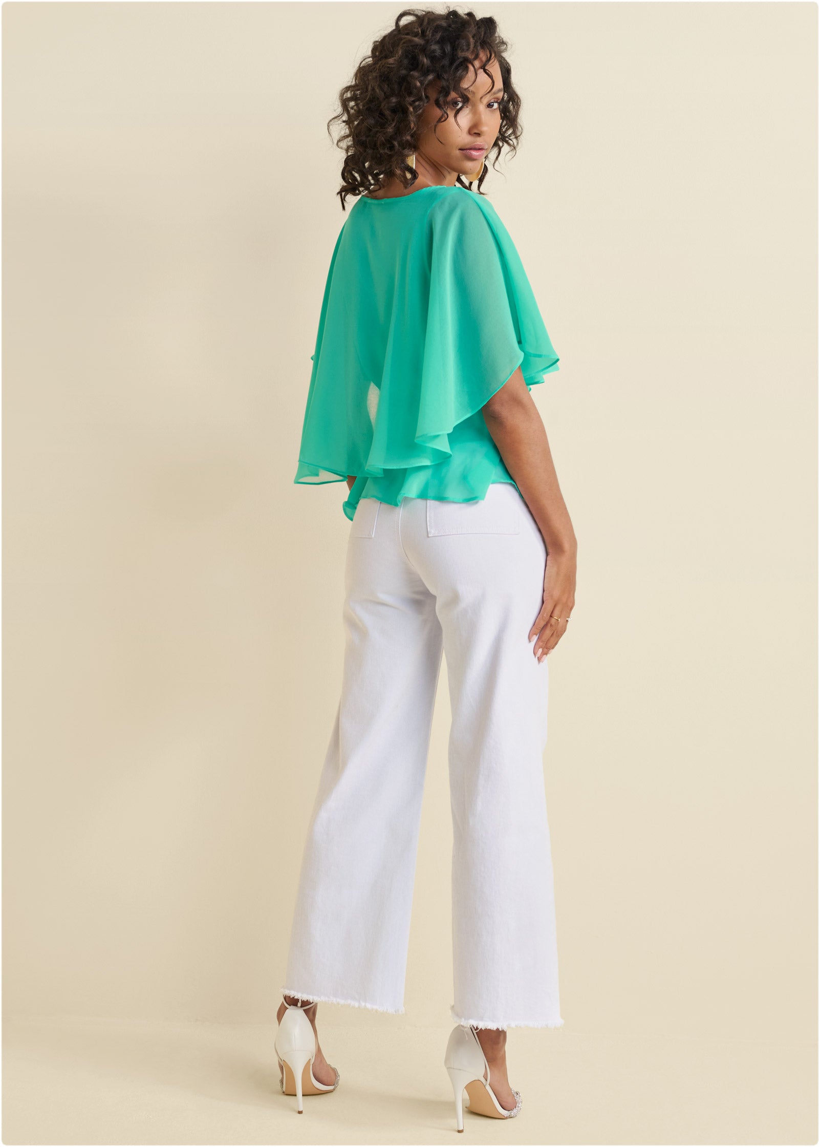 Wrap Chiffon Top - Turquoise-Basic Charm Store