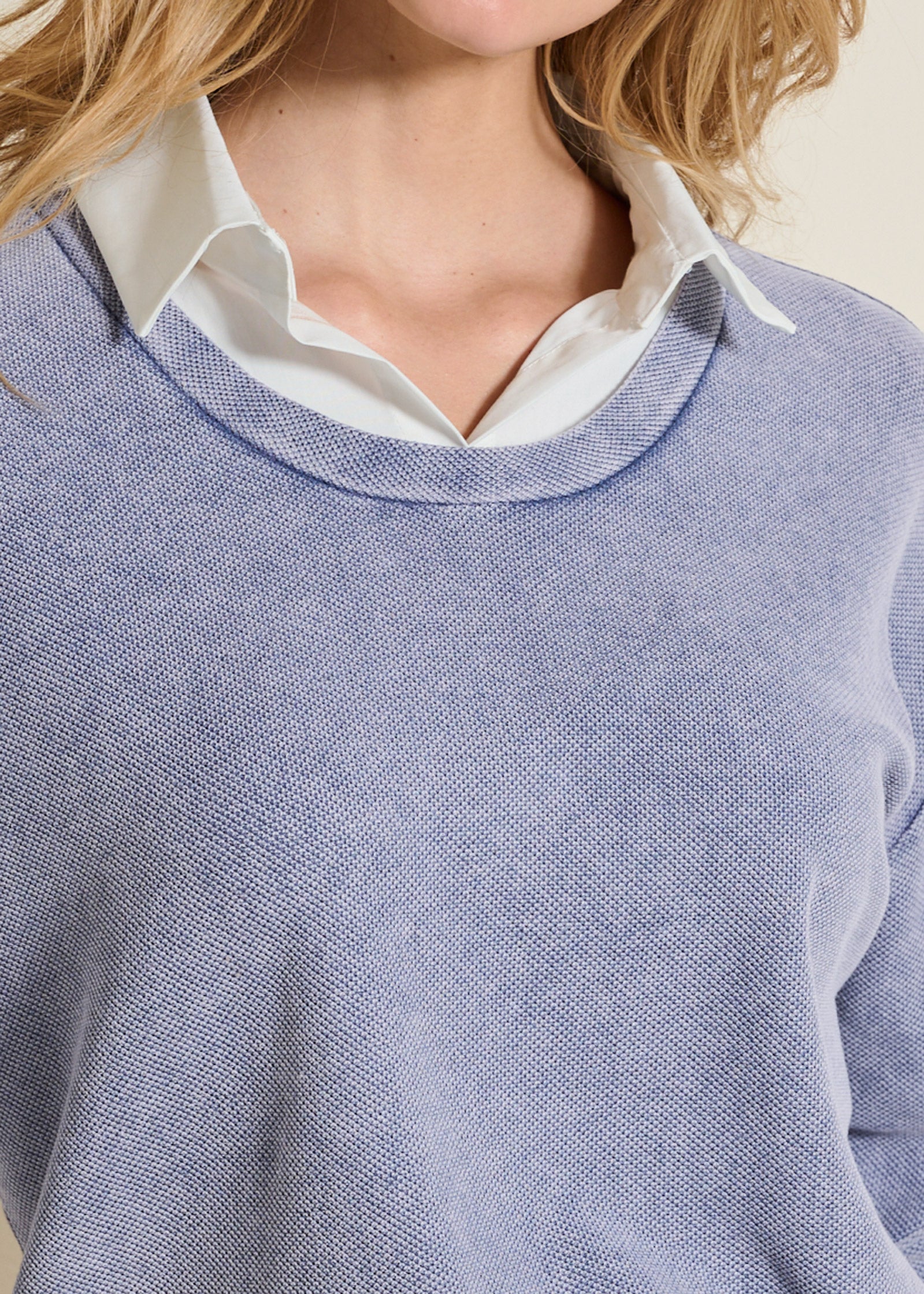 Washed Collar Lounge Top - Dark Blue-Basic Charm Store
