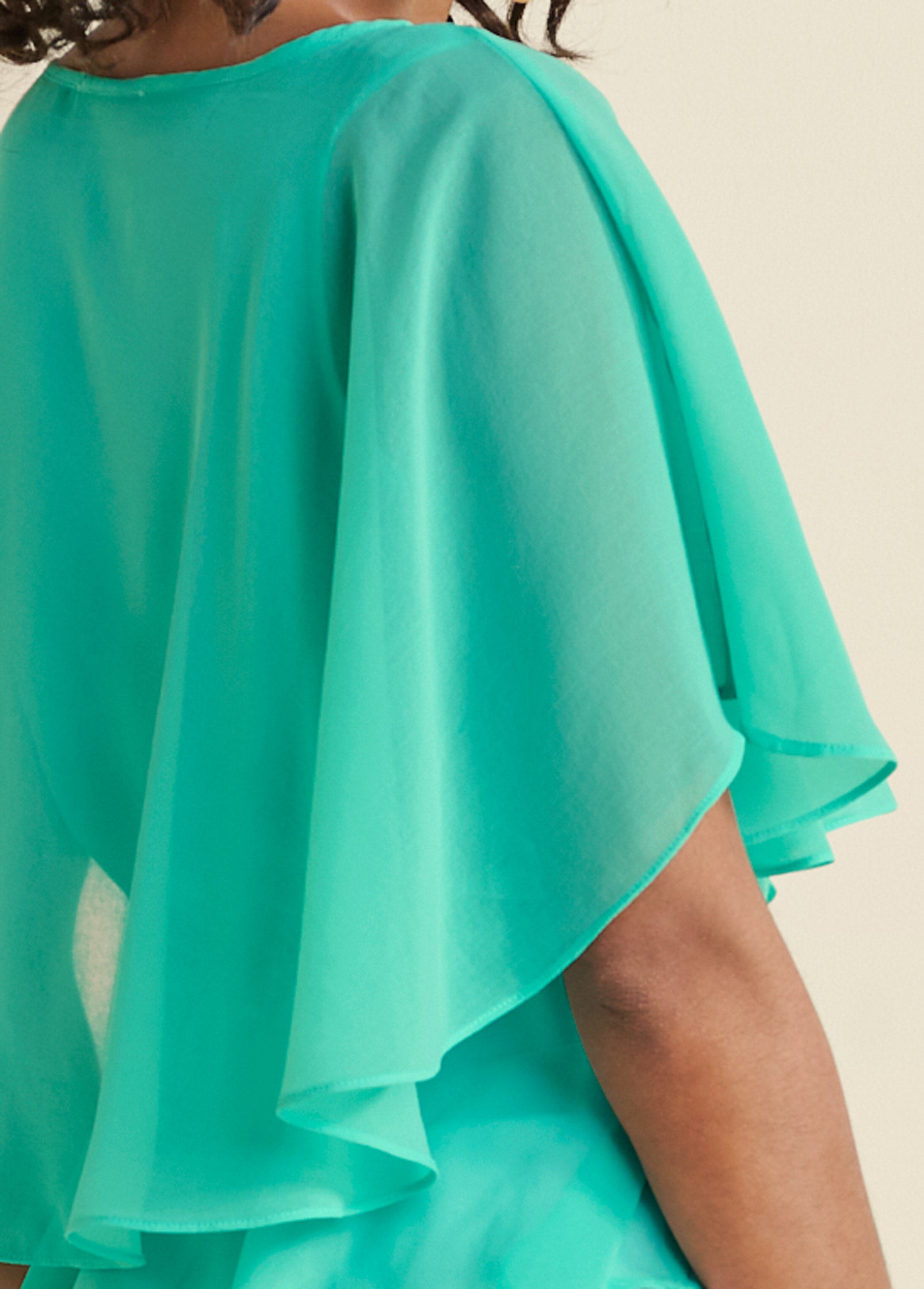 Wrap Chiffon Top - Turquoise-Basic Charm Store
