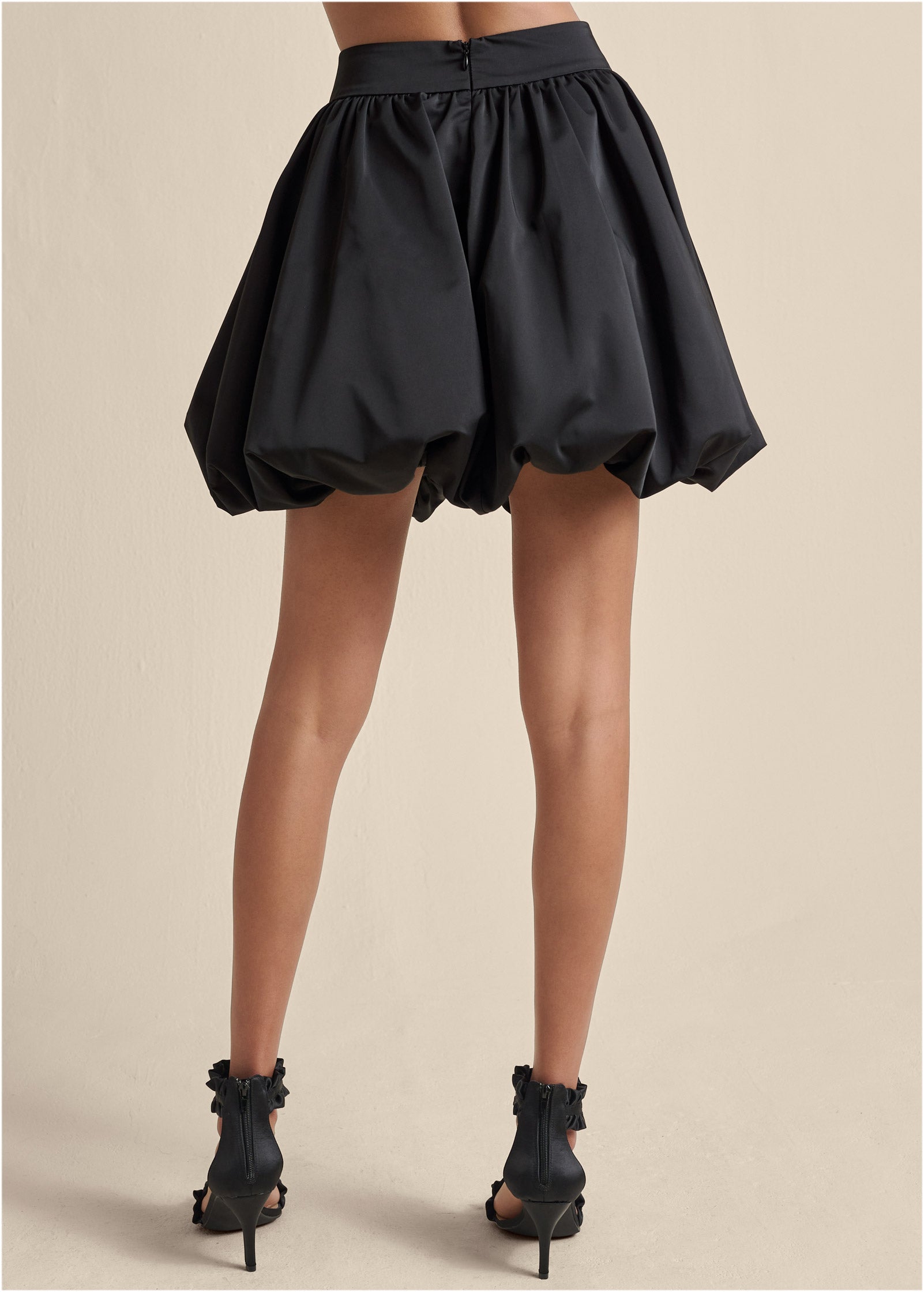 Taffeta Bubble Skirt  - Jet Black-Basic Charm Store