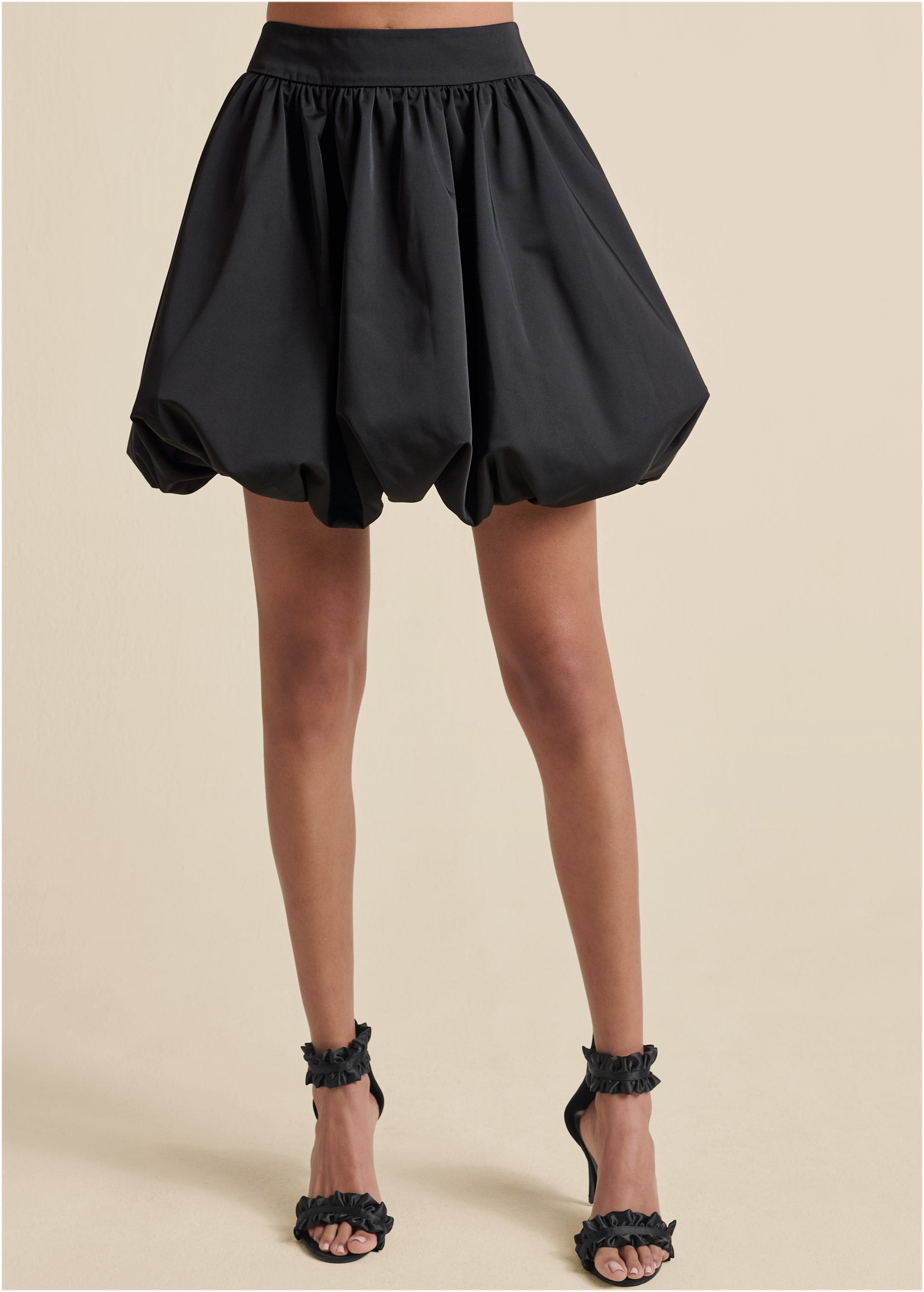 Taffeta Bubble Skirt  - Jet Black-Basic Charm Store