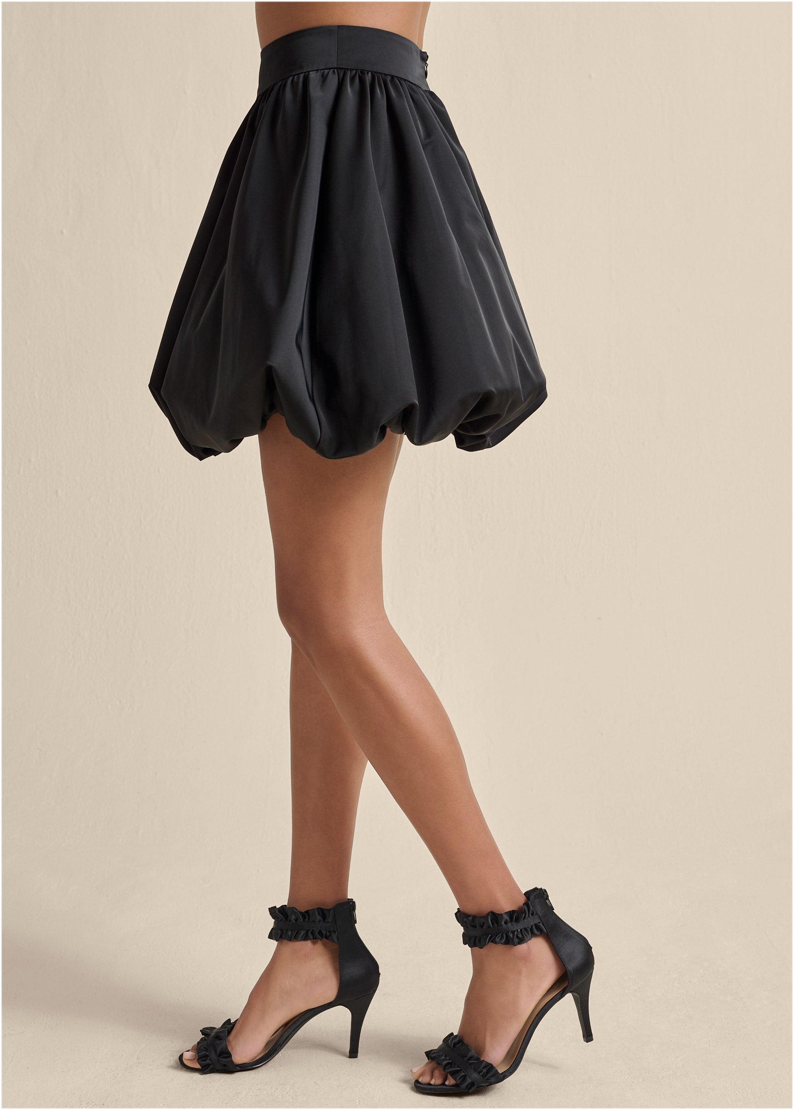 Taffeta Bubble Skirt  - Jet Black-Basic Charm Store