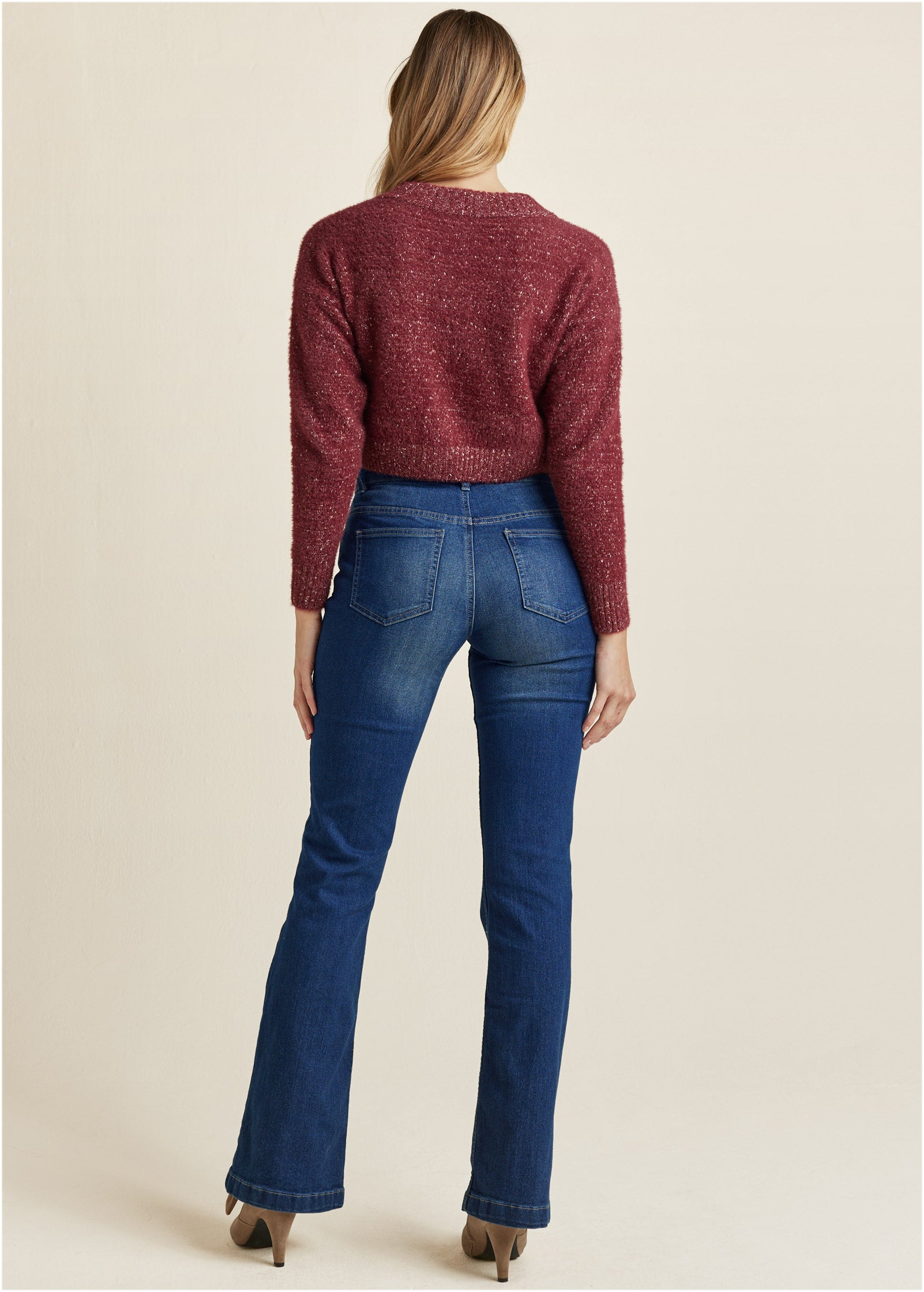 V-Neck Sweater - Burgundy-Basic Charm Store