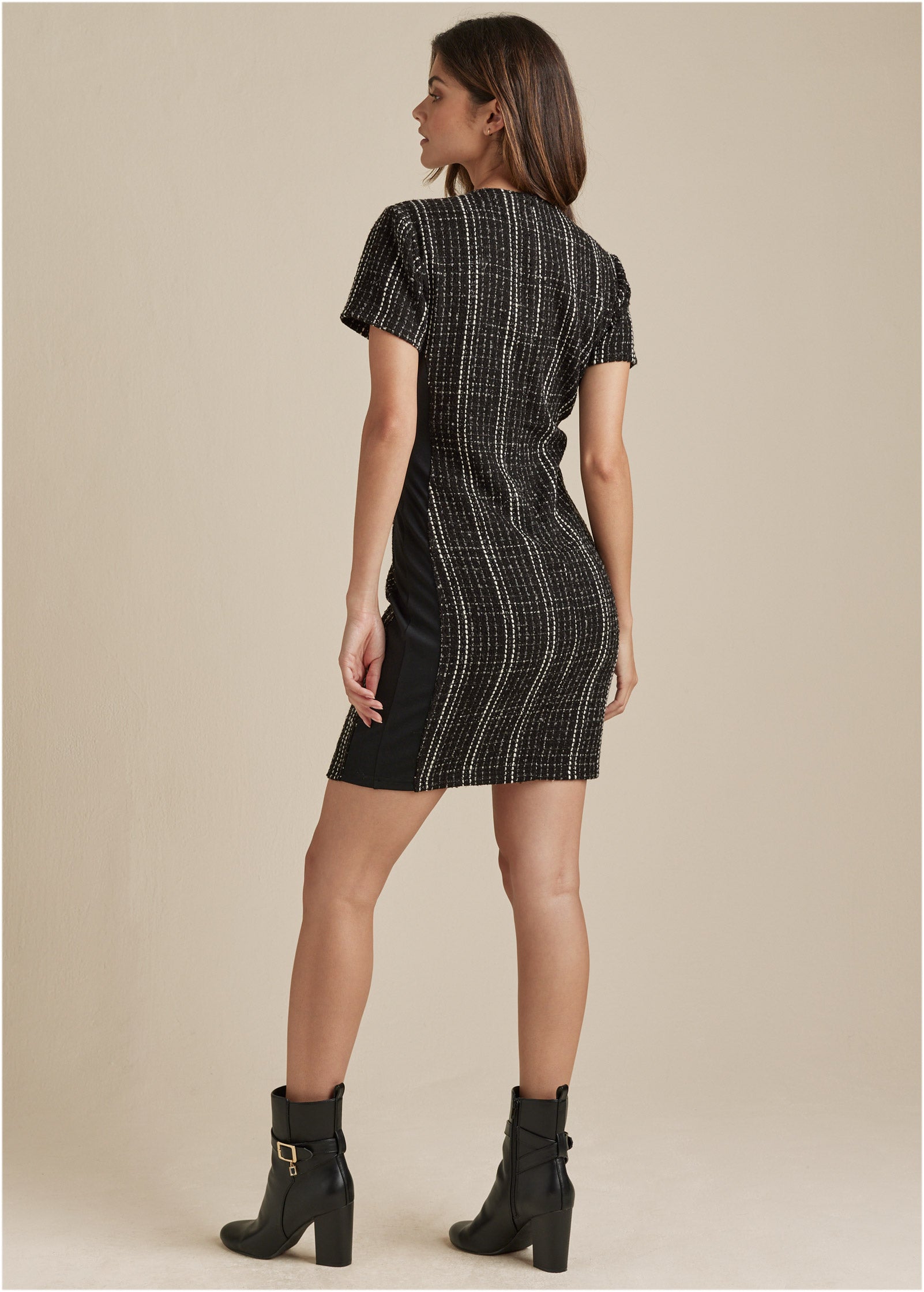 Tweed Mini Dress - Black Multi-Basic Charm Store