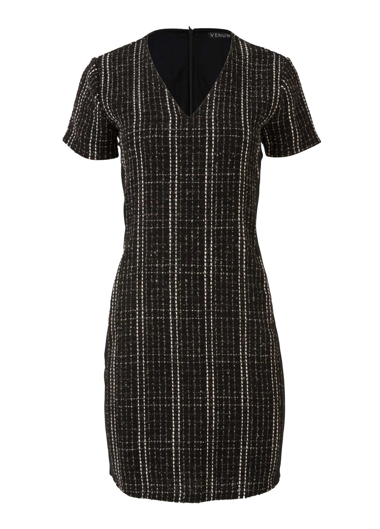 Tweed Mini Dress - Black Multi-Basic Charm Store