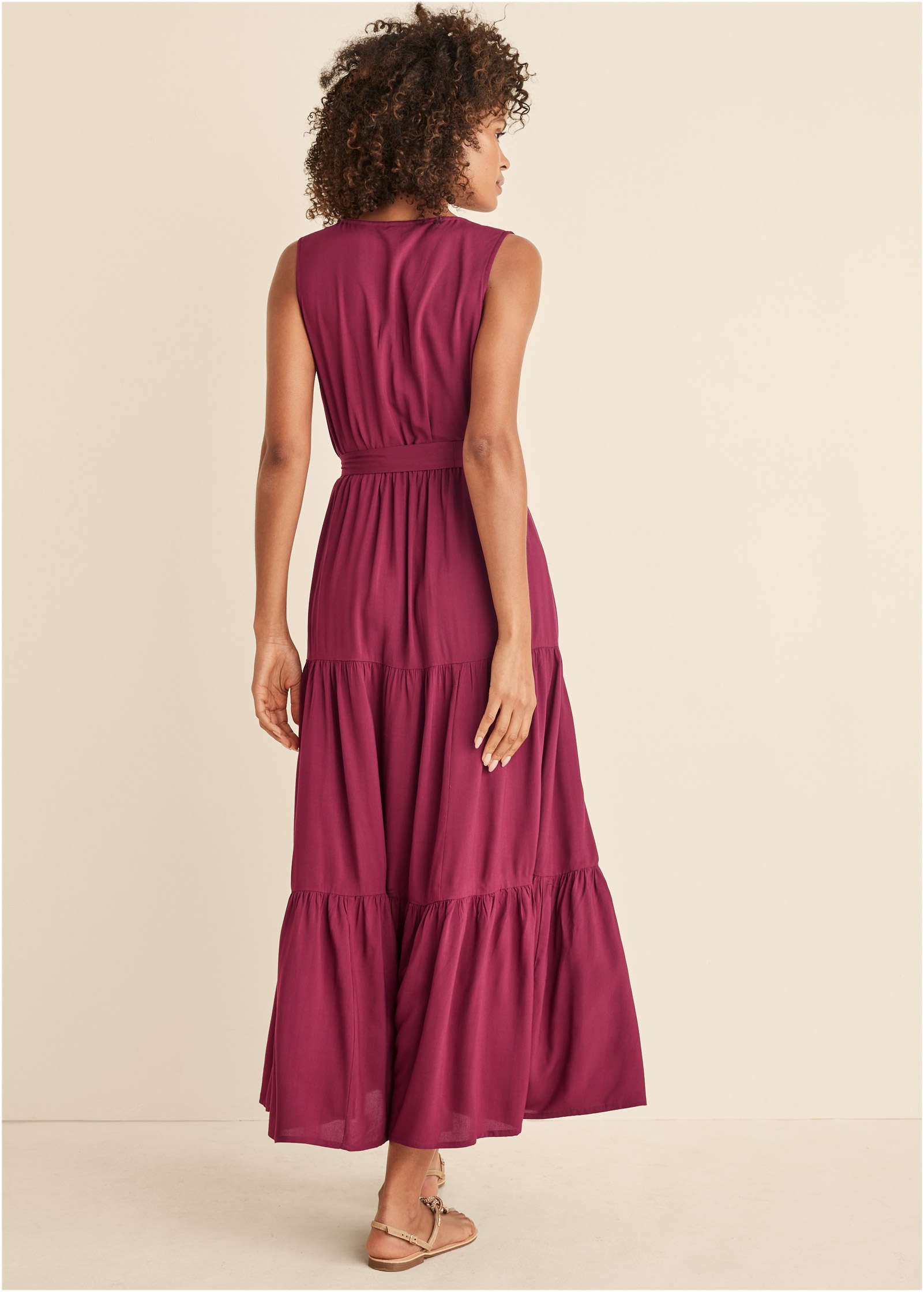 Wrap Tiered Maxi Dress - Mauve-Basic Charm Store