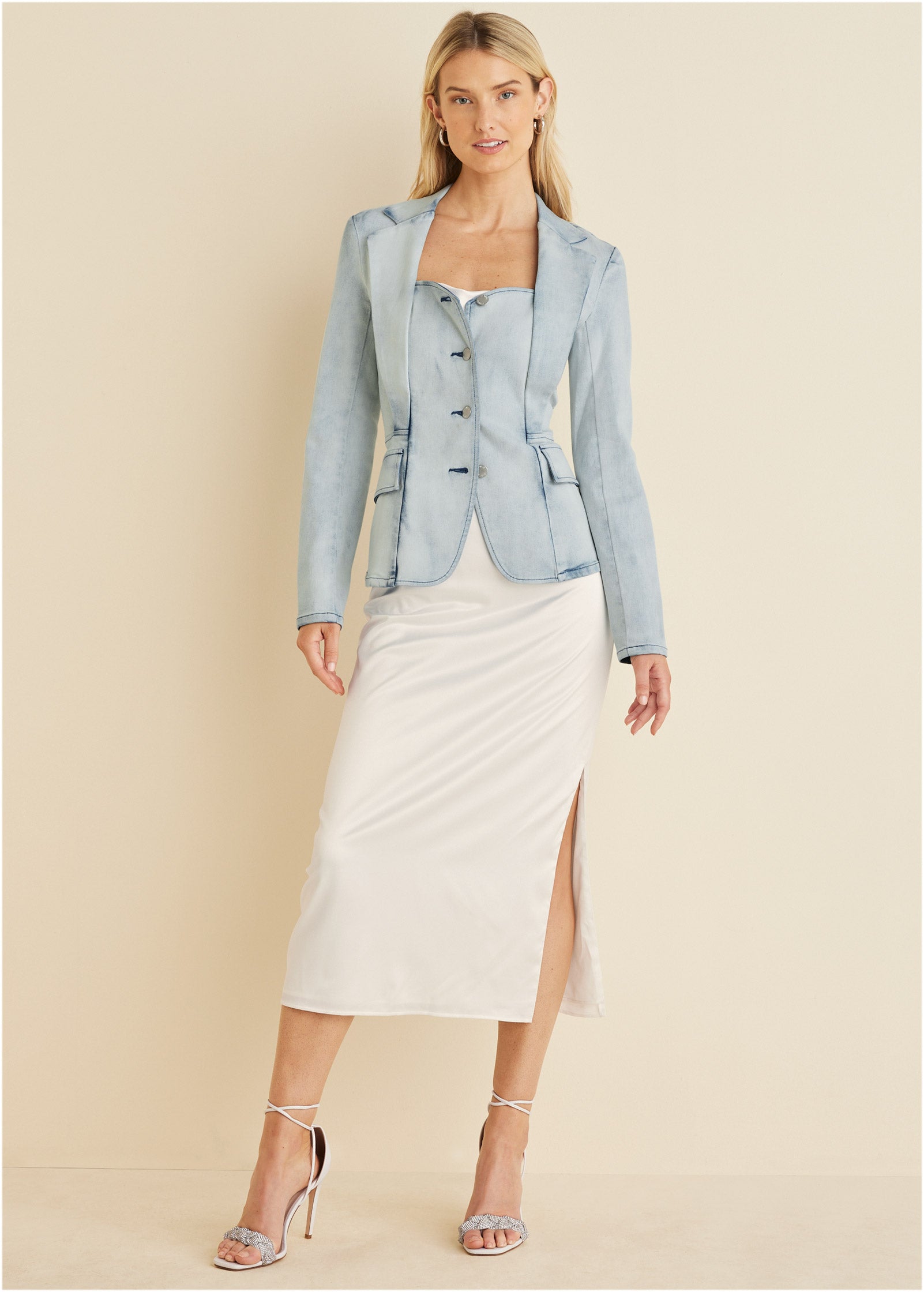 Sweetheart Denim Blazer - Light Wash-Basic Charm Store