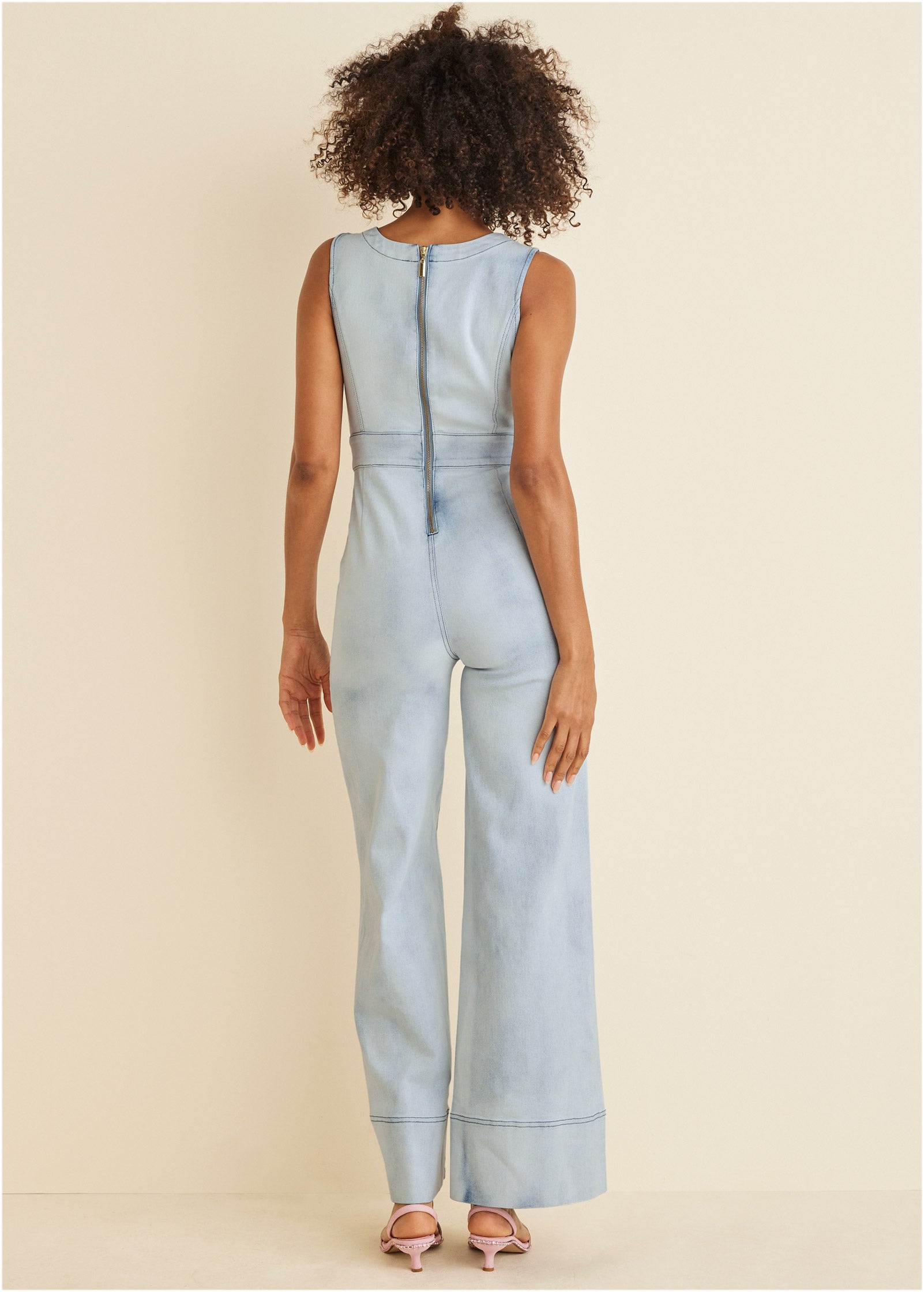 Stretch Denim Jumpsuit - Light Wash-Basic Charm Store