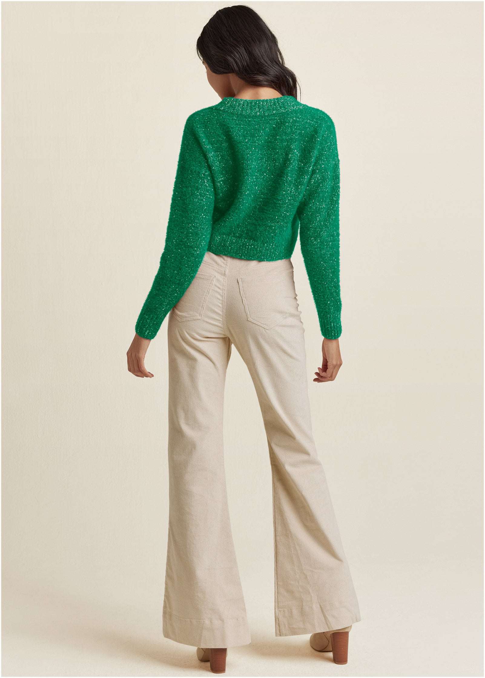 V-Neck Sweater - Emerald-Basic Charm Store