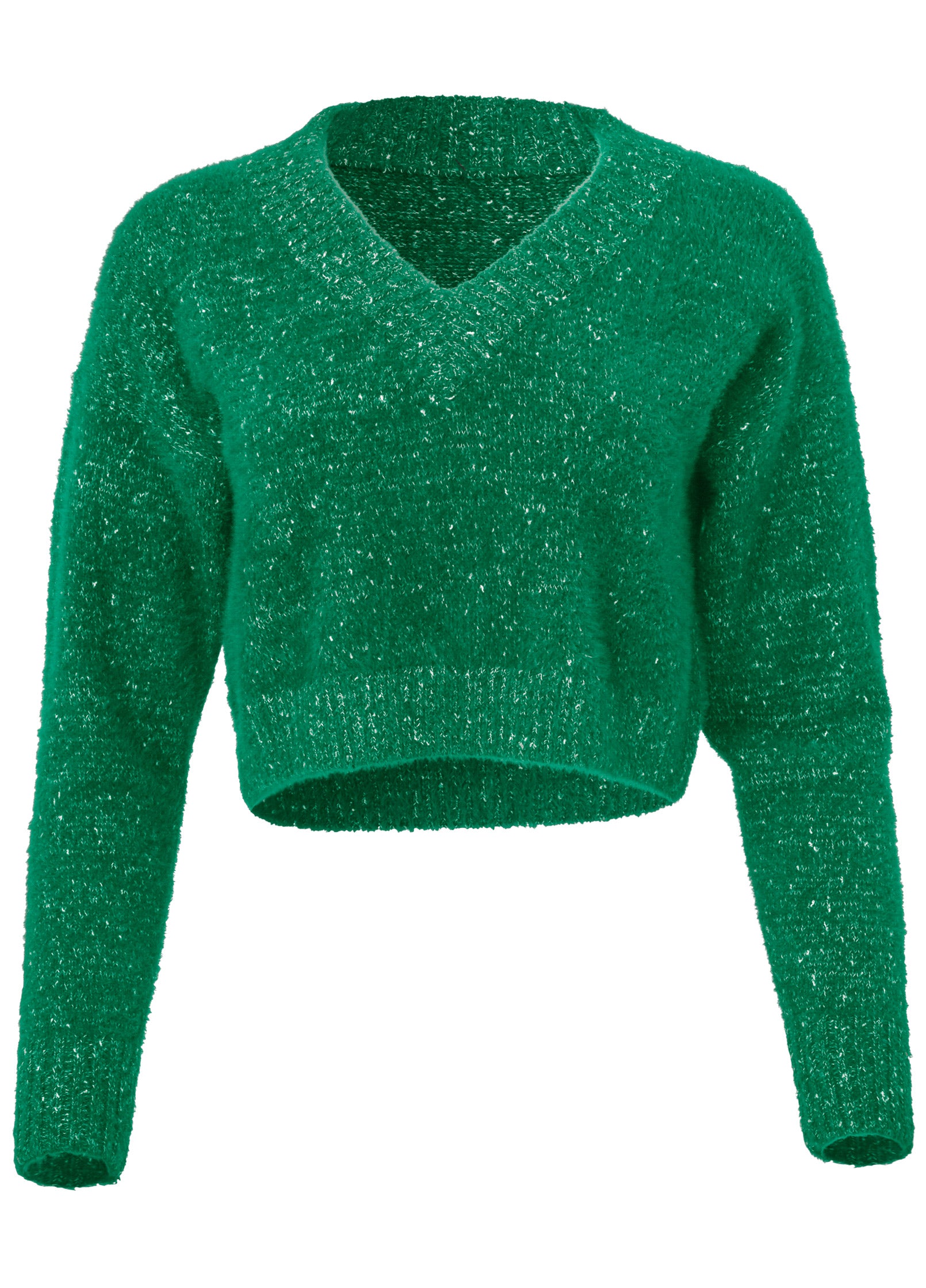 V-Neck Sweater - Emerald-Basic Charm Store