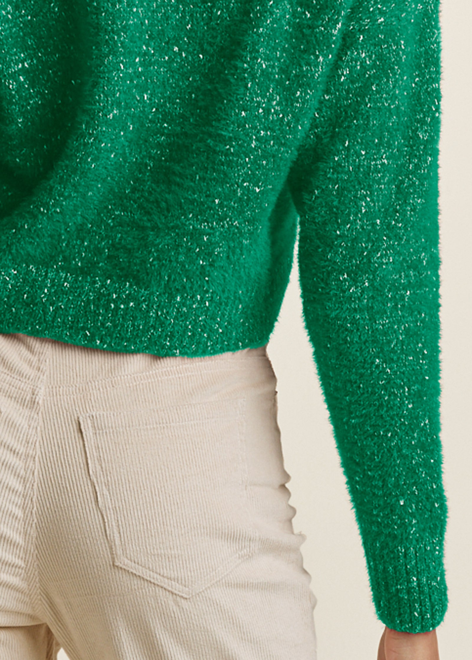 V-Neck Sweater - Emerald-Basic Charm Store