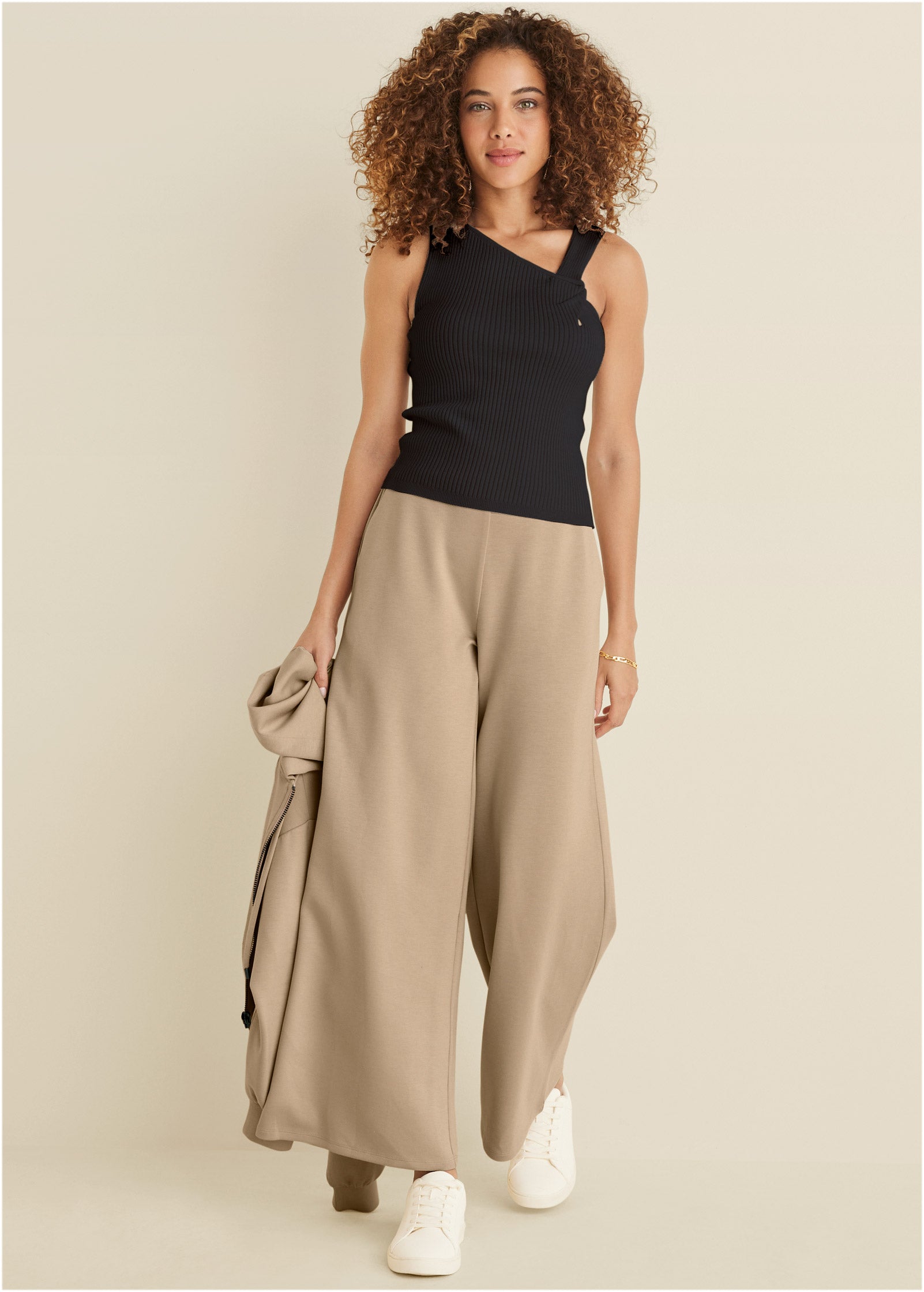 Twist Detail Sweater Tank - Jet Black-Basic Charm Store