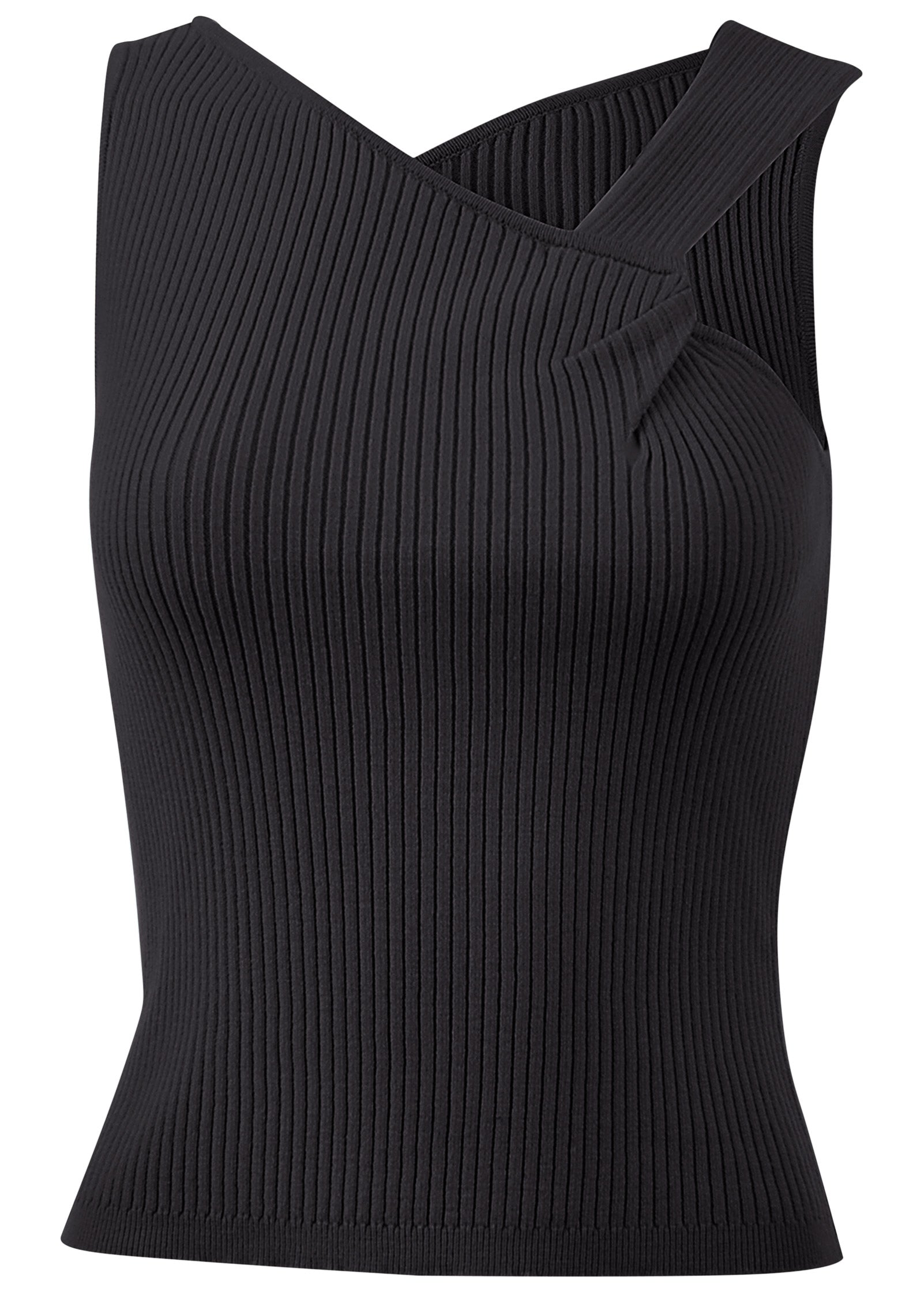 Twist Detail Sweater Tank - Jet Black-Basic Charm Store