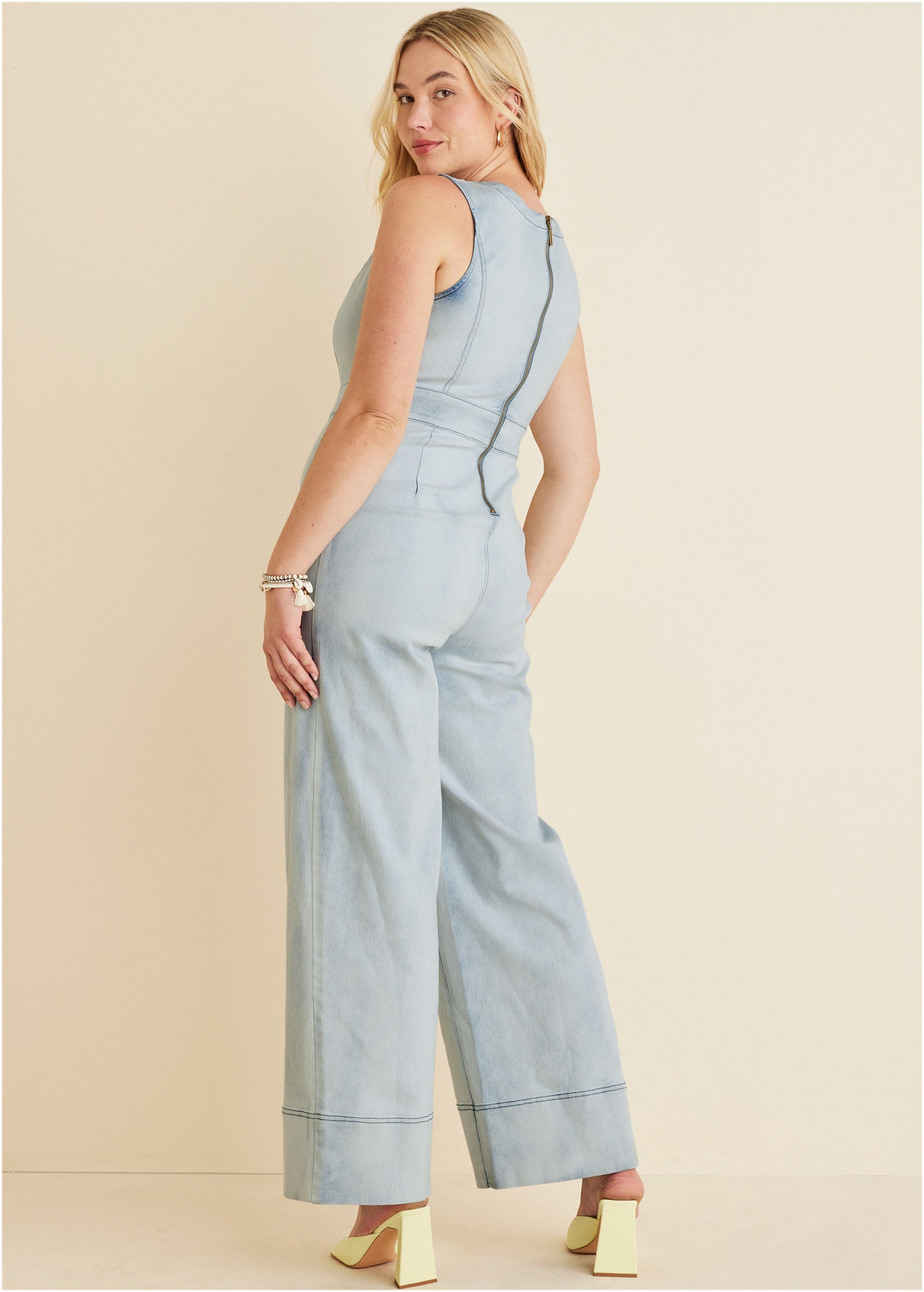 Stretch Denim Jumpsuit - Light Wash-Basic Charm Store