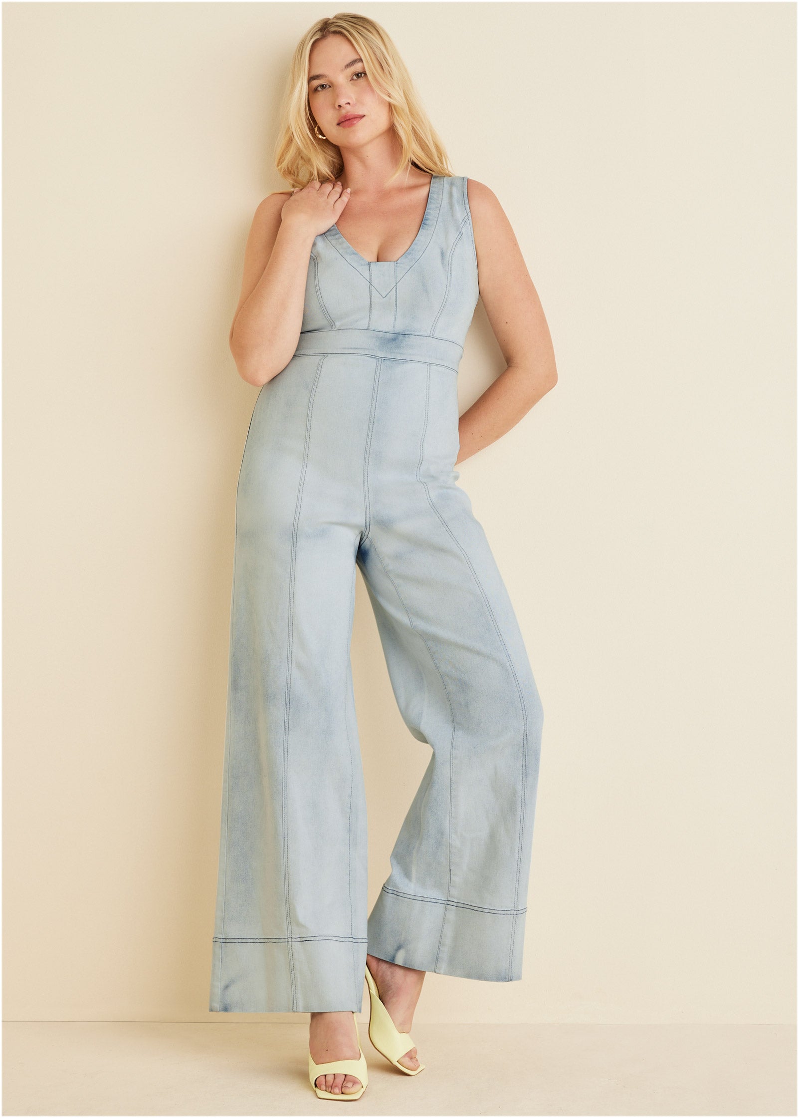 Stretch Denim Jumpsuit - Light Wash-Basic Charm Store