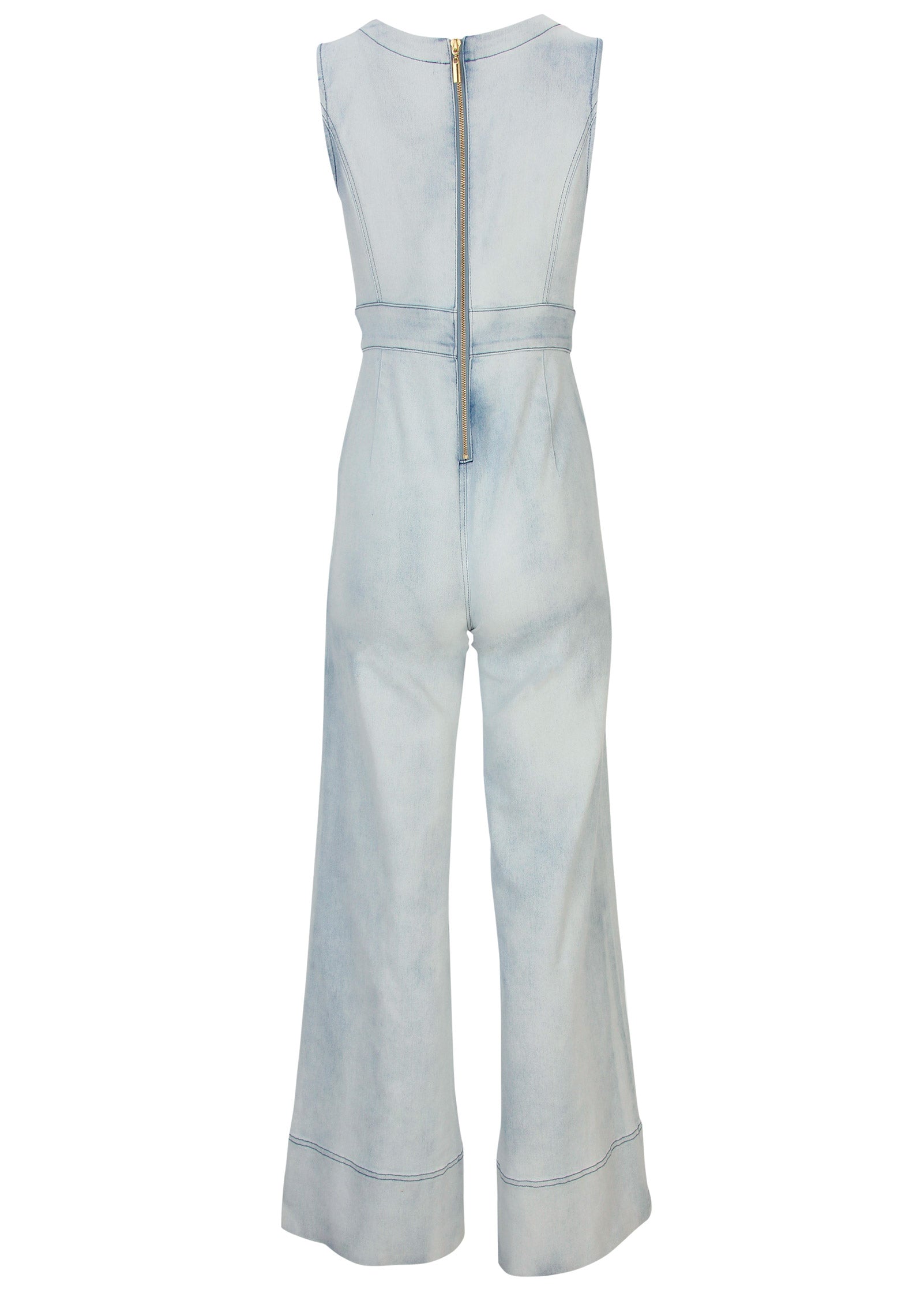 Stretch Denim Jumpsuit - Light Wash-Basic Charm Store