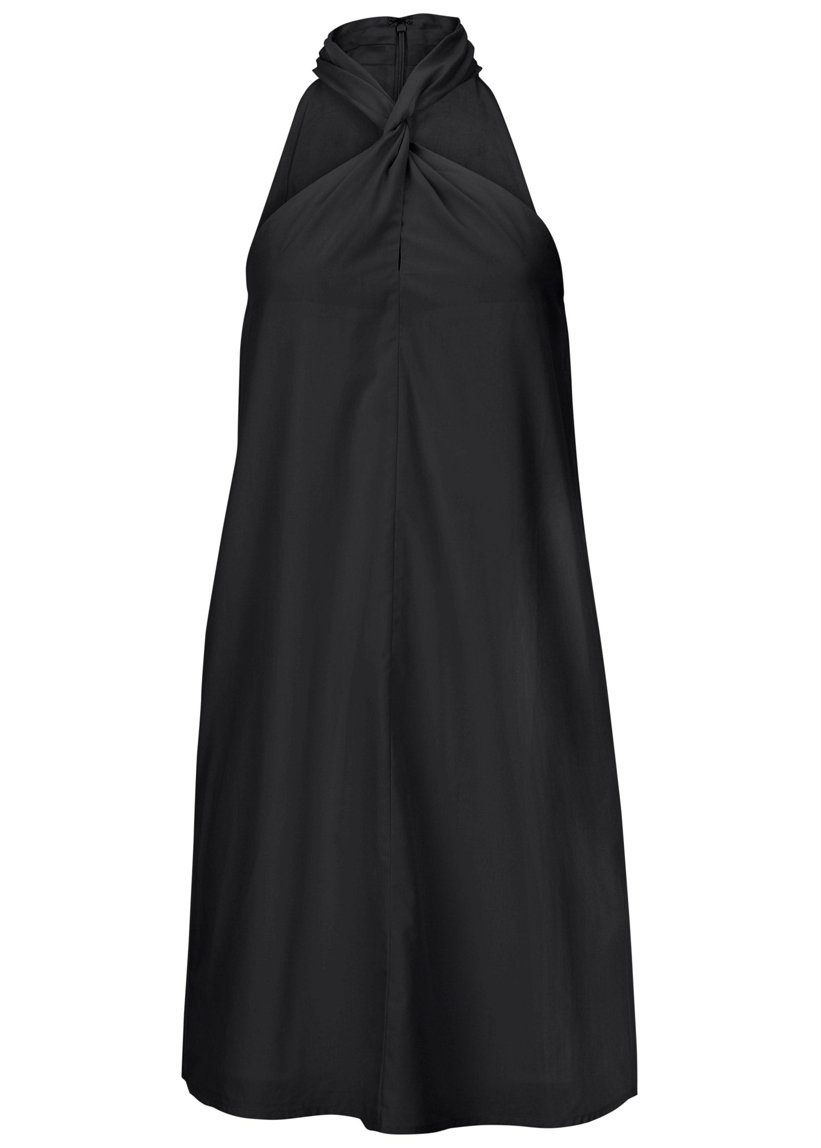 Twist Halter Dress - Jet Black-Basic Charm Store