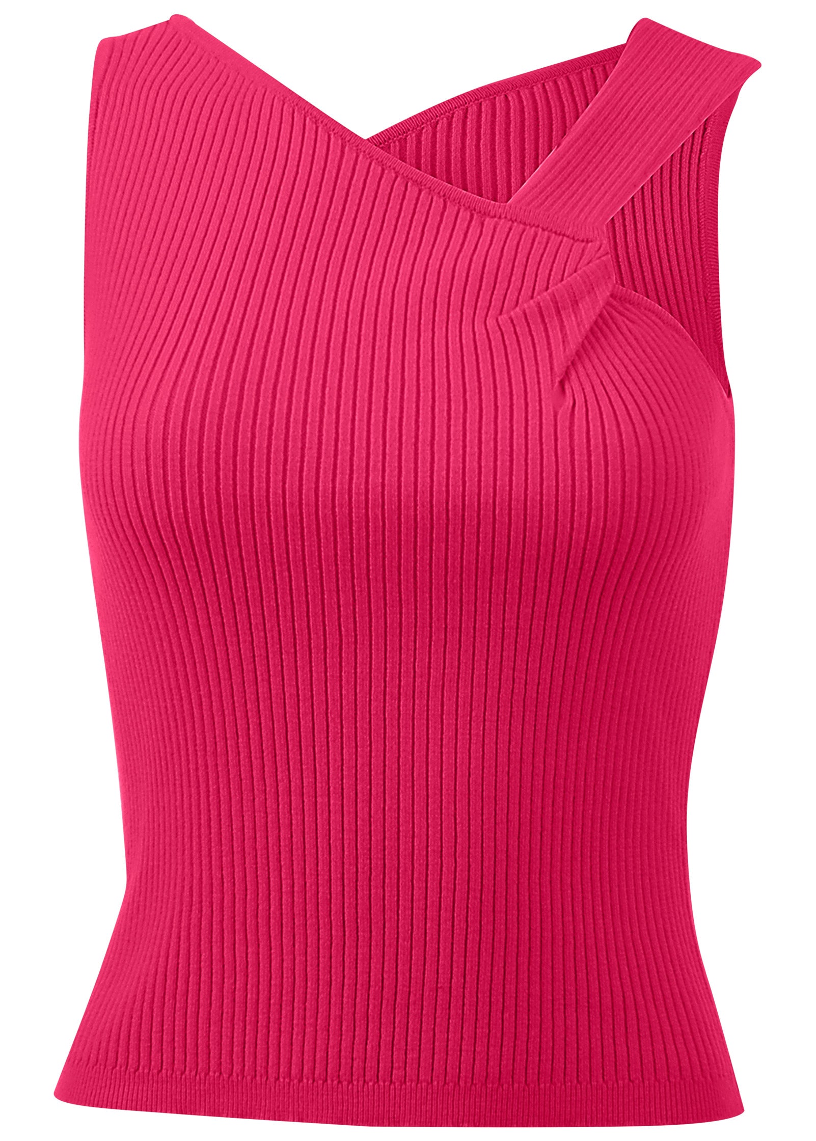 Twist Detail Sweater Tank - Dark Pink-Basic Charm Store