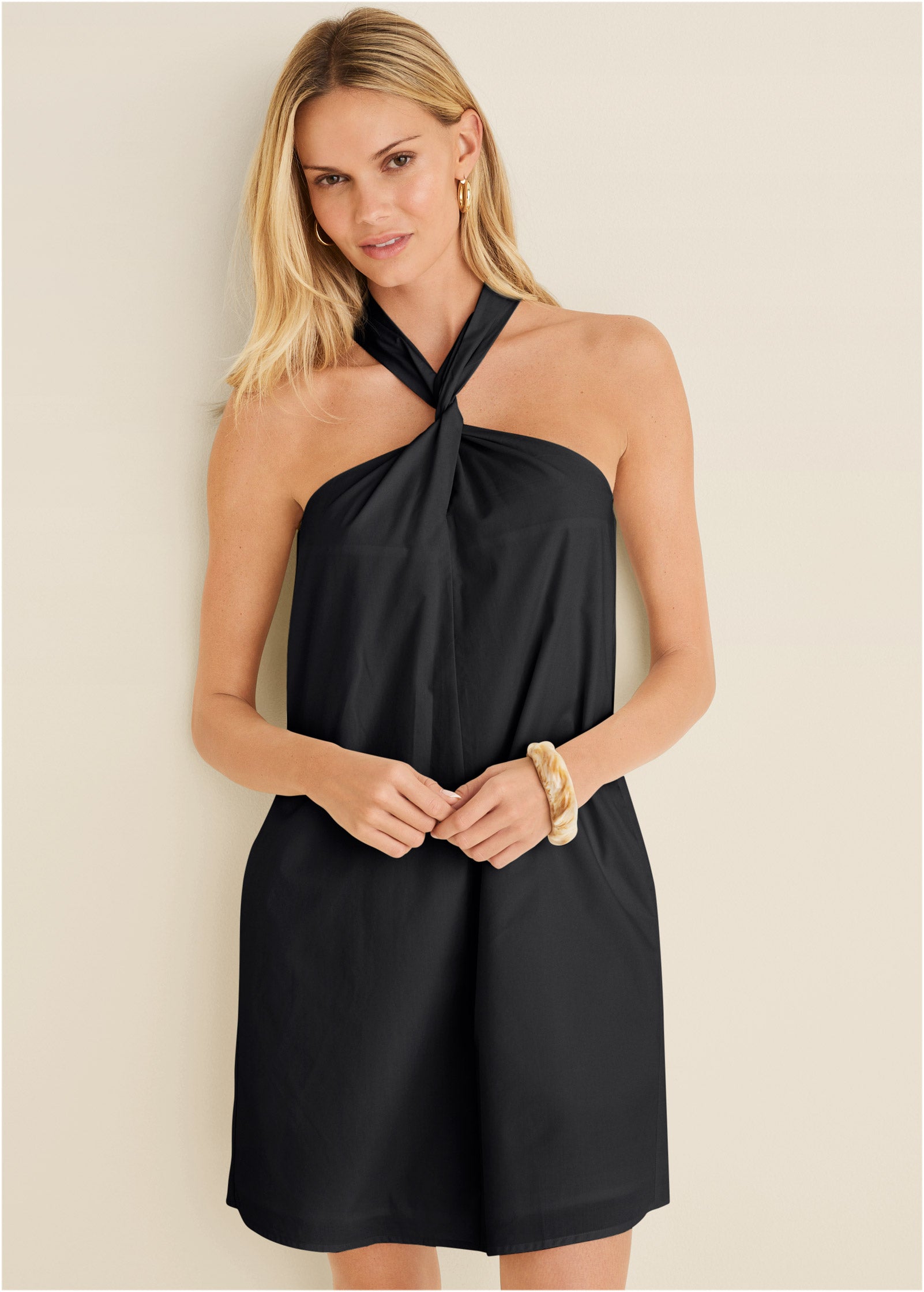 Twist Halter Dress - Jet Black-Basic Charm Store