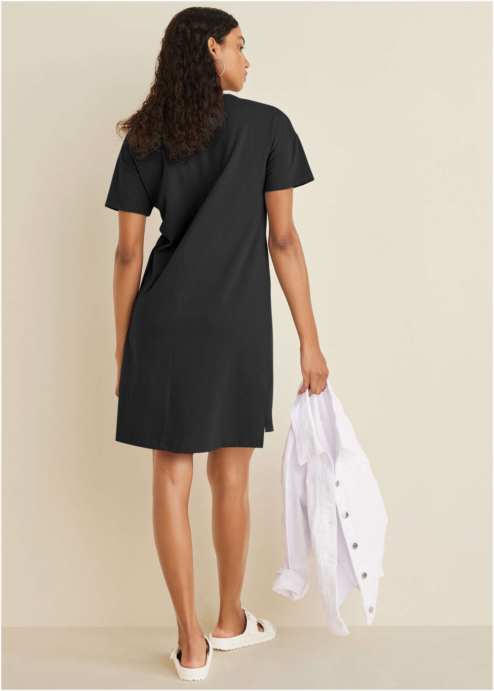 T-Shirt Dress - Jet Black-Basic Charm Store