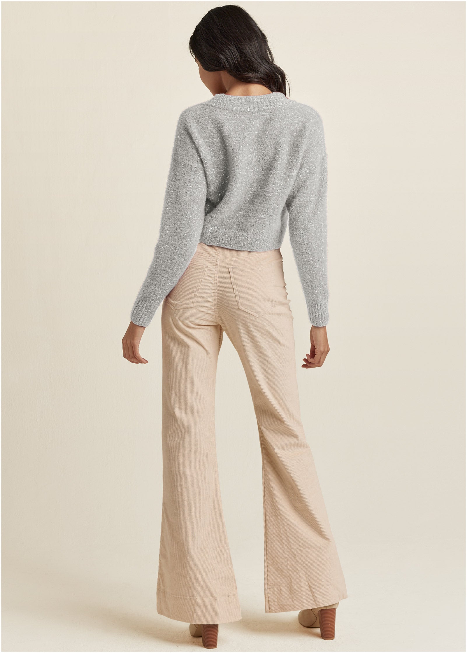 V-Neck Sweater - Medium Heather Grey-Basic Charm Store