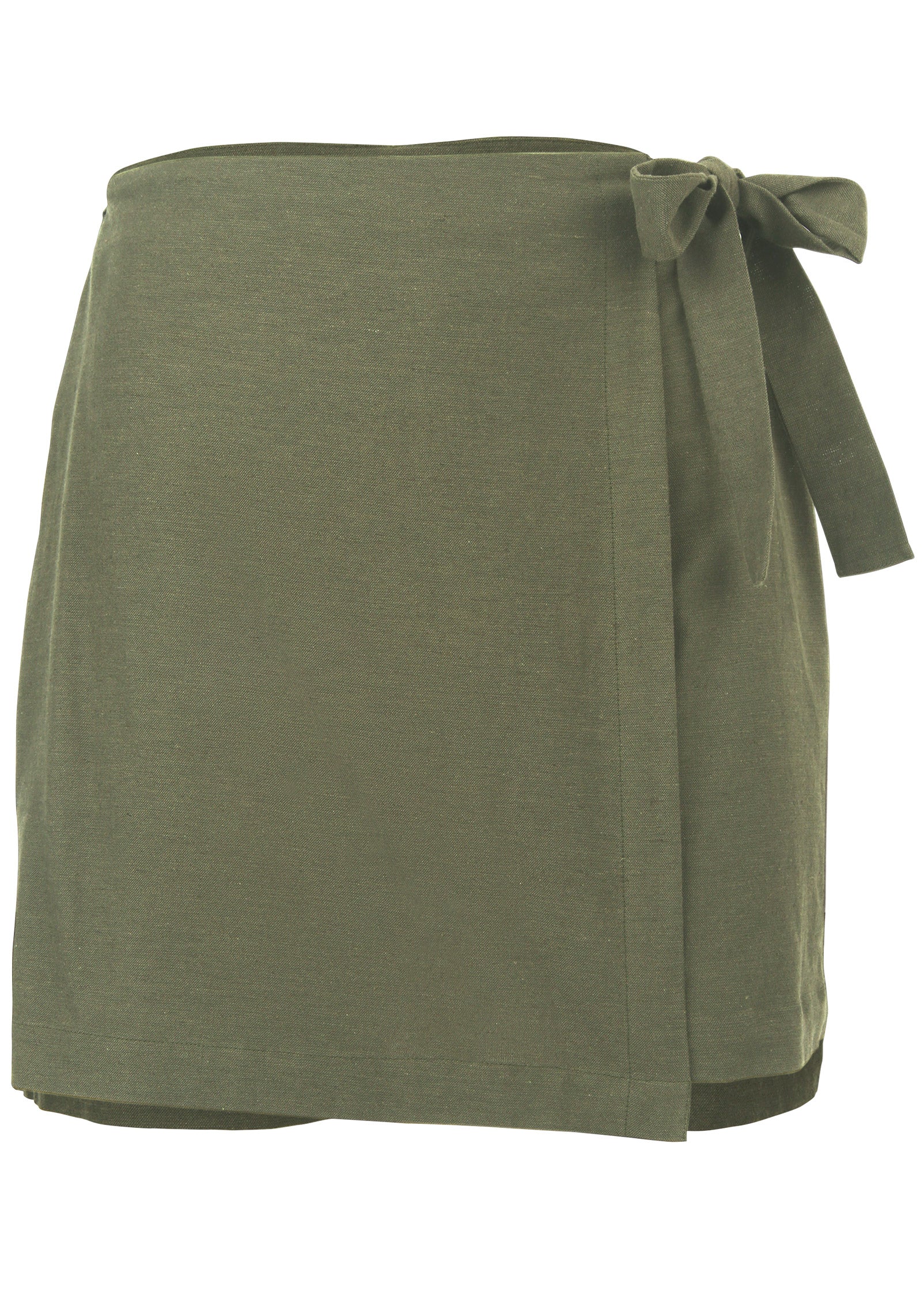 Wrap Linen Skort - Olive-Basic Charm Store