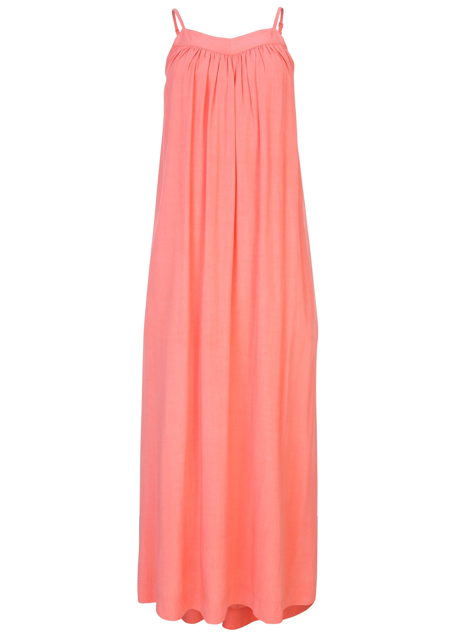 V-Neck Maxi Dress - Coral-Basic Charm Store