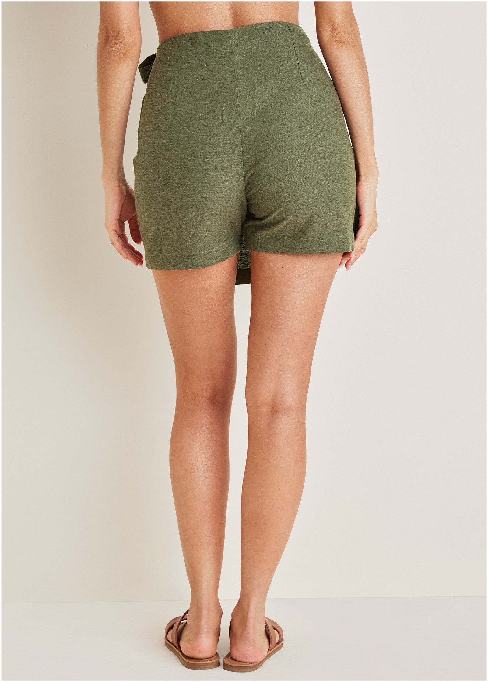 Wrap Linen Skort - Olive-Basic Charm Store