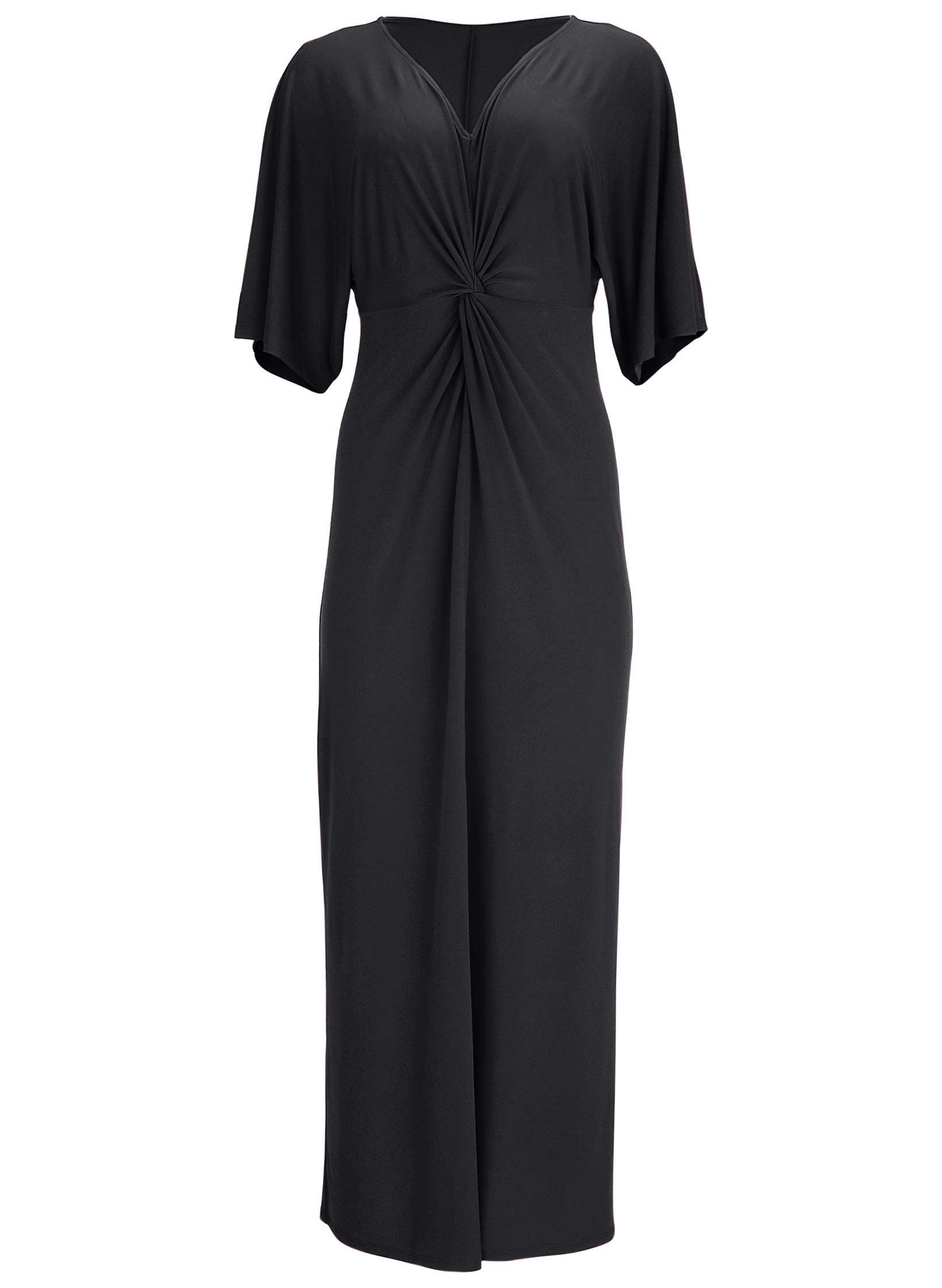 Twist Front Maxi Dress - Jet Black-Basic Charm Store