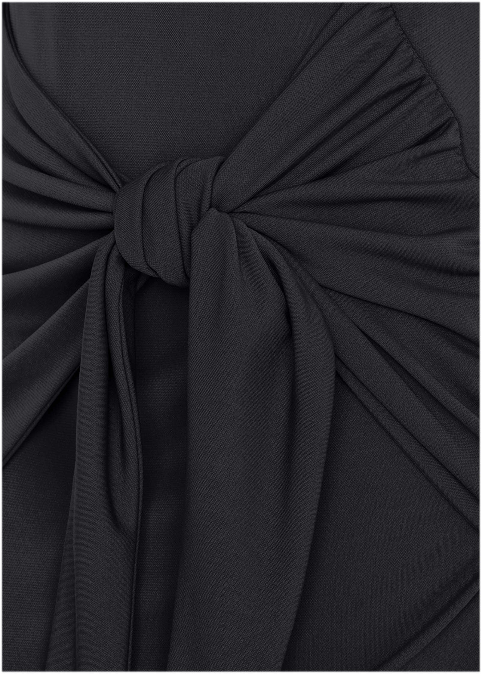 Tie Waist Detail Mini Dress - Jet Black-Basic Charm Store