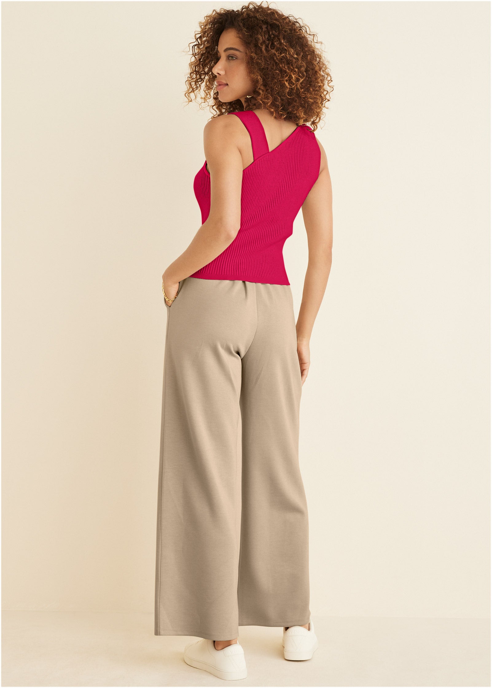 Twist Detail Sweater Tank - Dark Pink-Basic Charm Store