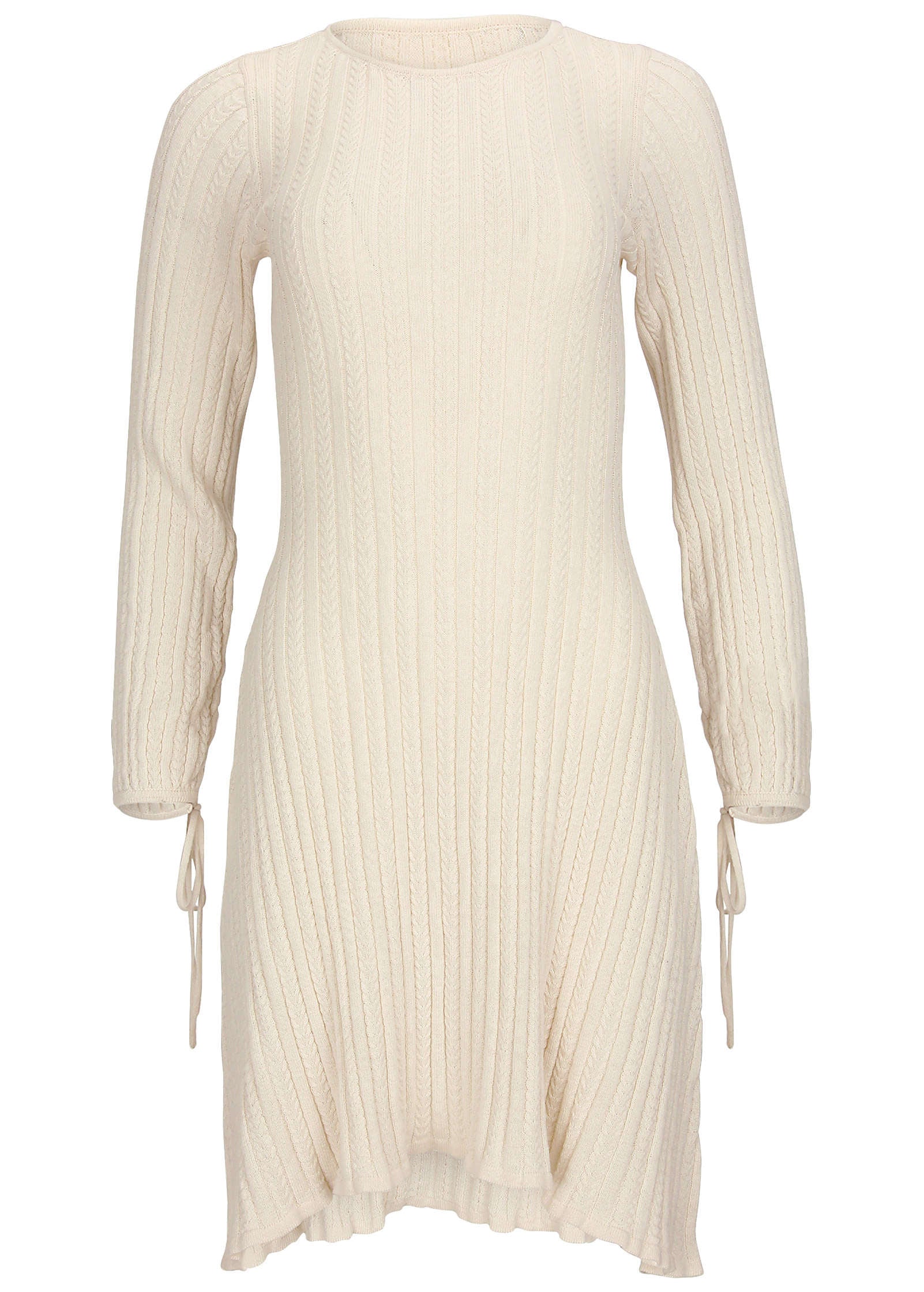 Tie Detail Mini Sweater Dress - Off White-Basic Charm Store