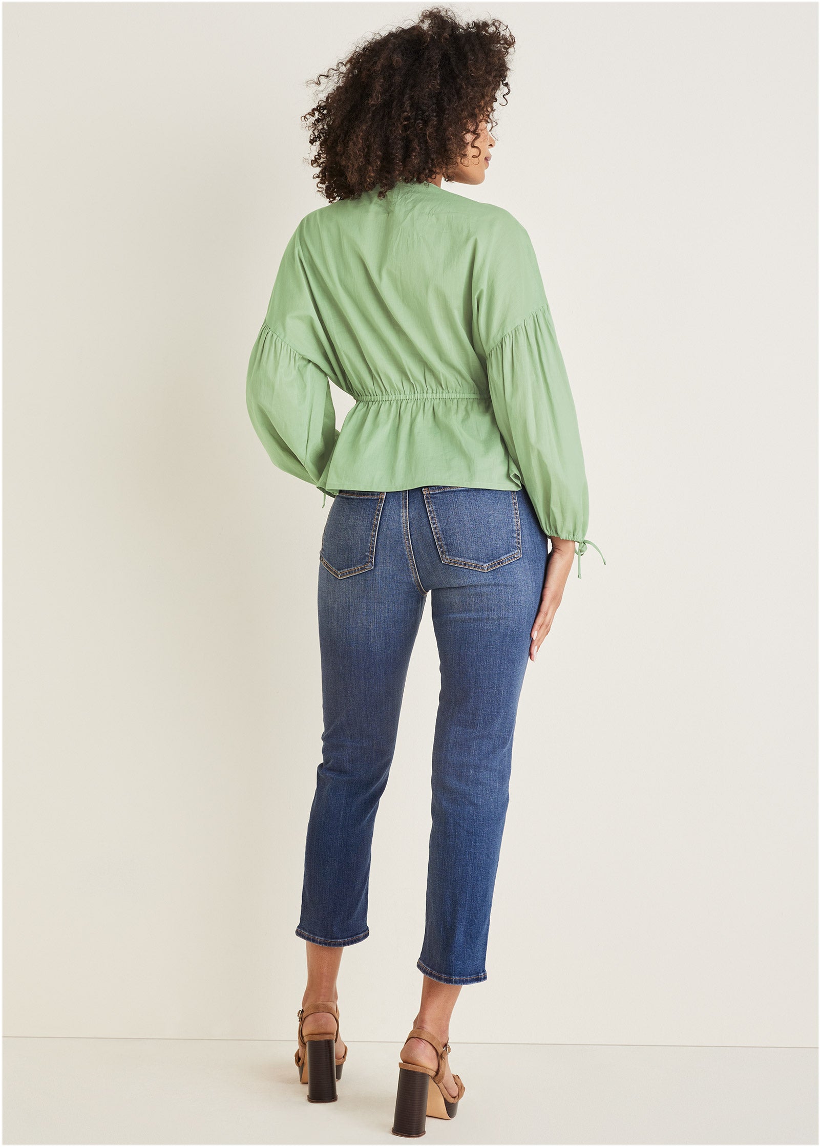 Voile Cut Out Blouse - Basil-Basic Charm Store