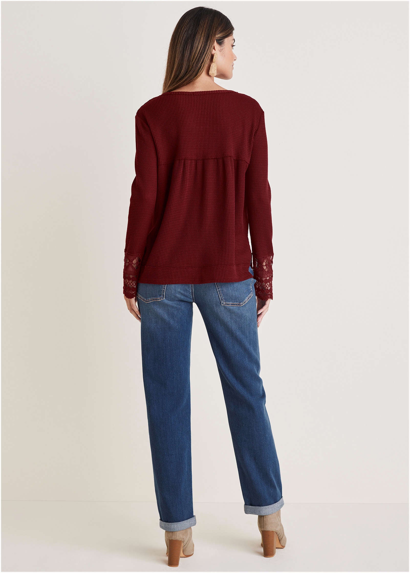 Waffle Babydoll Top - Wine-Basic Charm Store