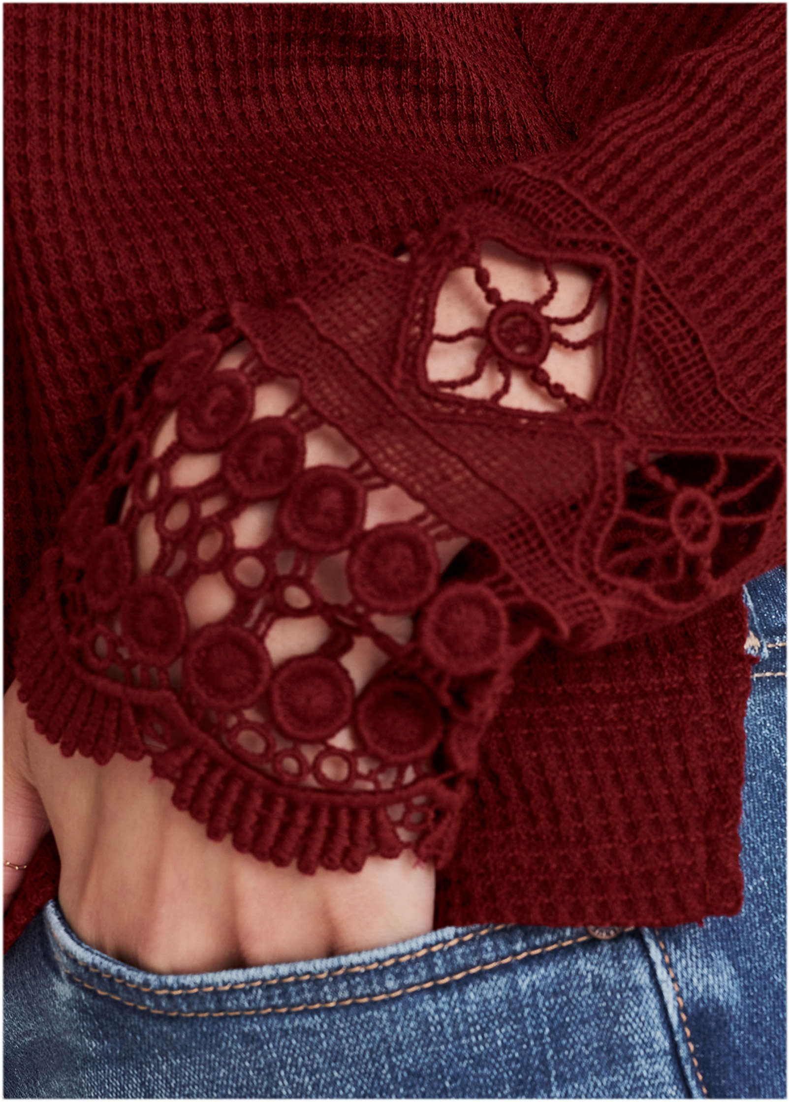 Waffle Babydoll Top - Wine-Basic Charm Store