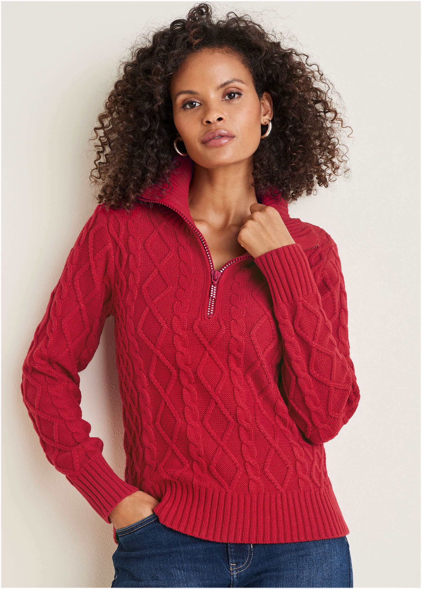 Zip Pullover - Equestrian Red-Basic Charm Store