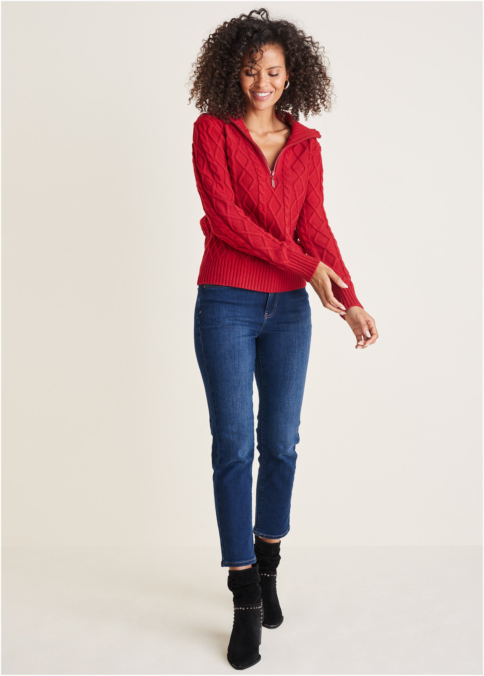 Zip Pullover - Equestrian Red-Basic Charm Store