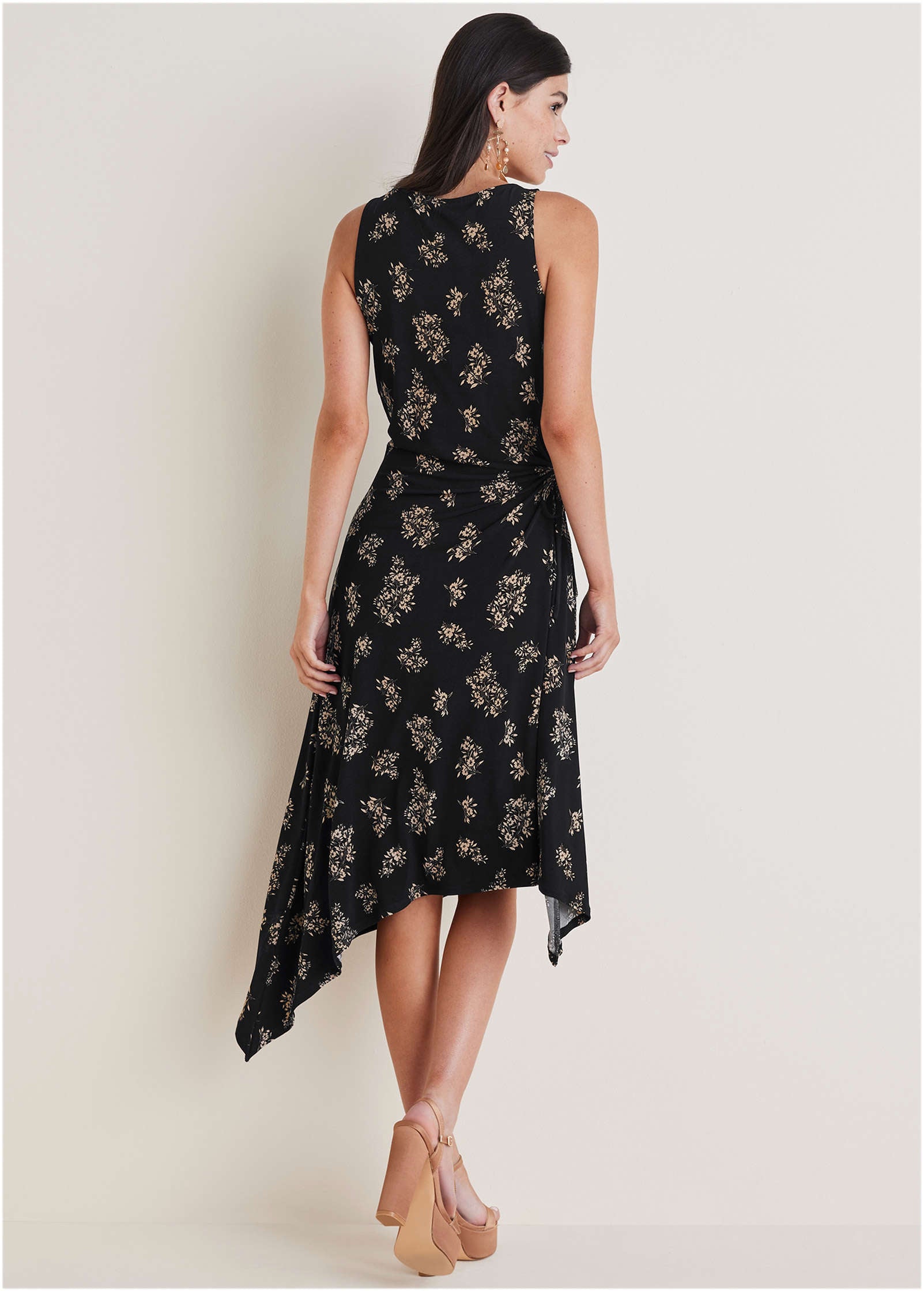 Tie Side Midi Dress - Tossed Wildflowers-Basic Charm Store