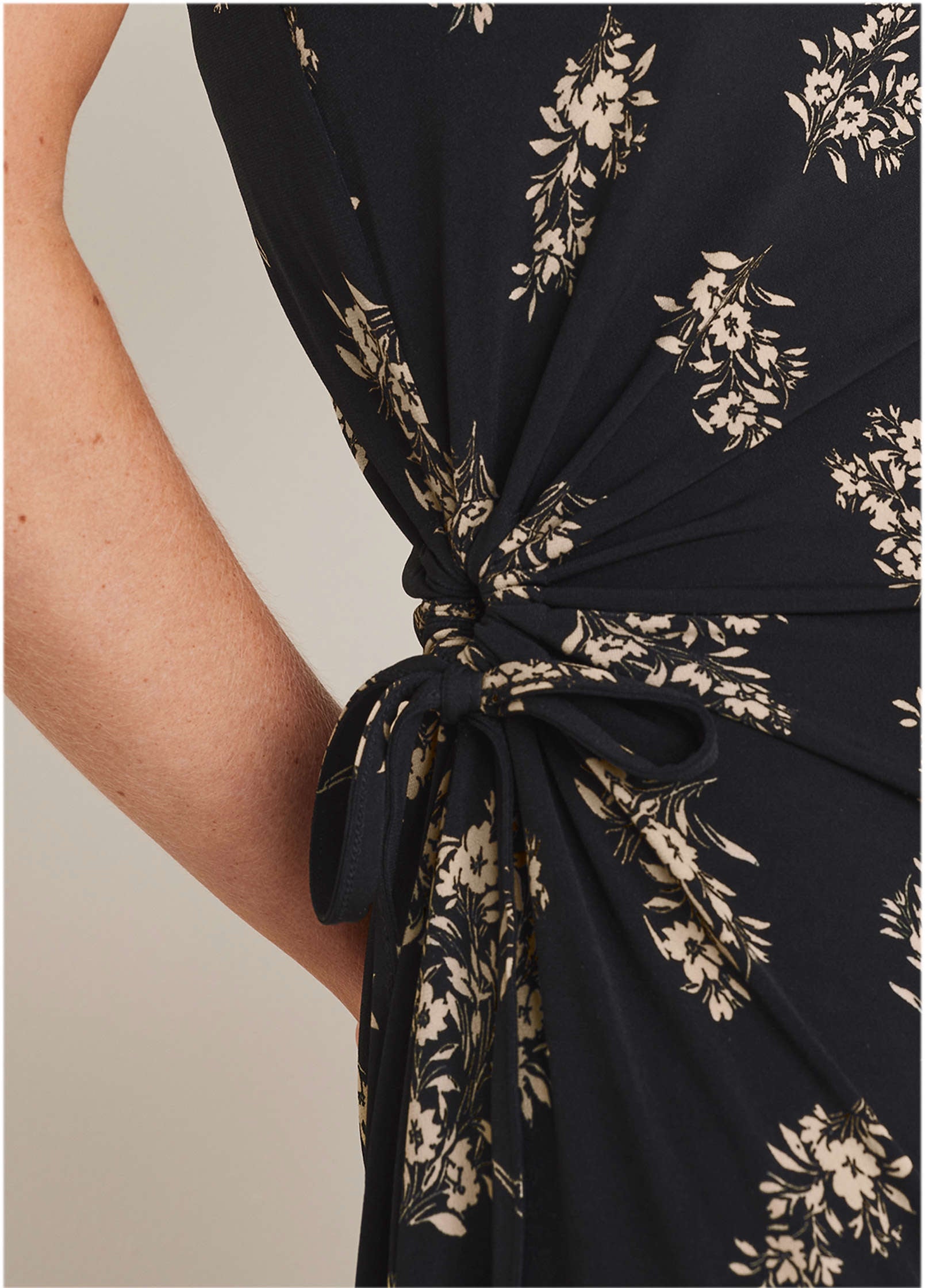 Tie Side Midi Dress - Tossed Wildflowers-Basic Charm Store