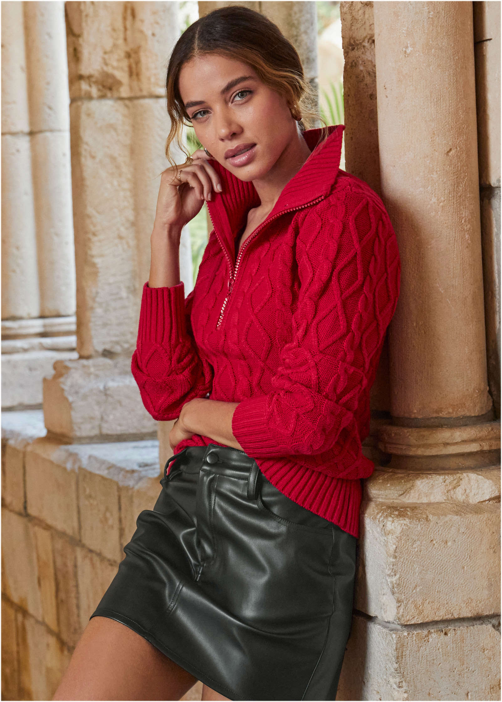 Zip Pullover - Equestrian Red-Basic Charm Store