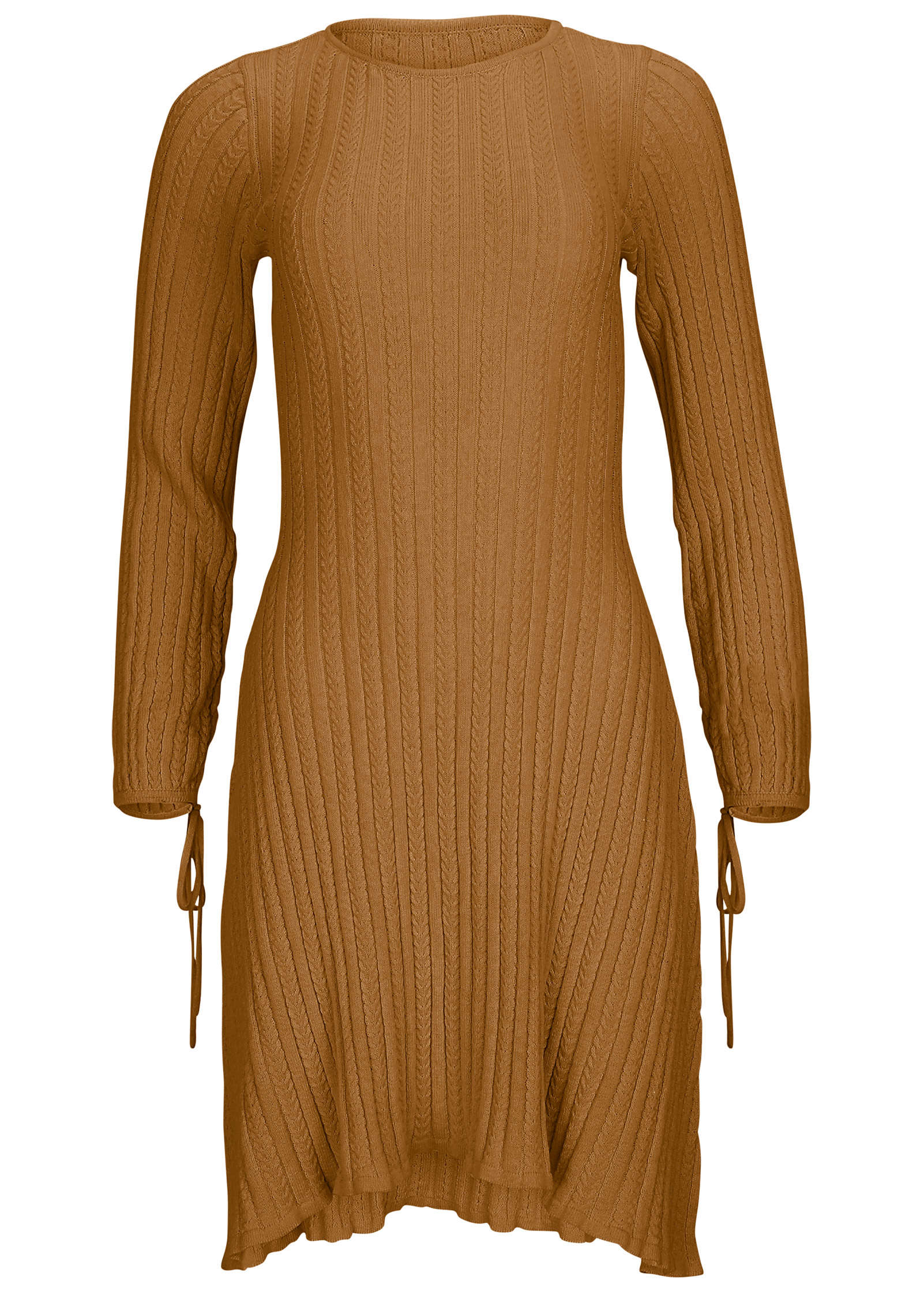 Tie Detail Mini Sweater Dress - Hazelnut-Basic Charm Store