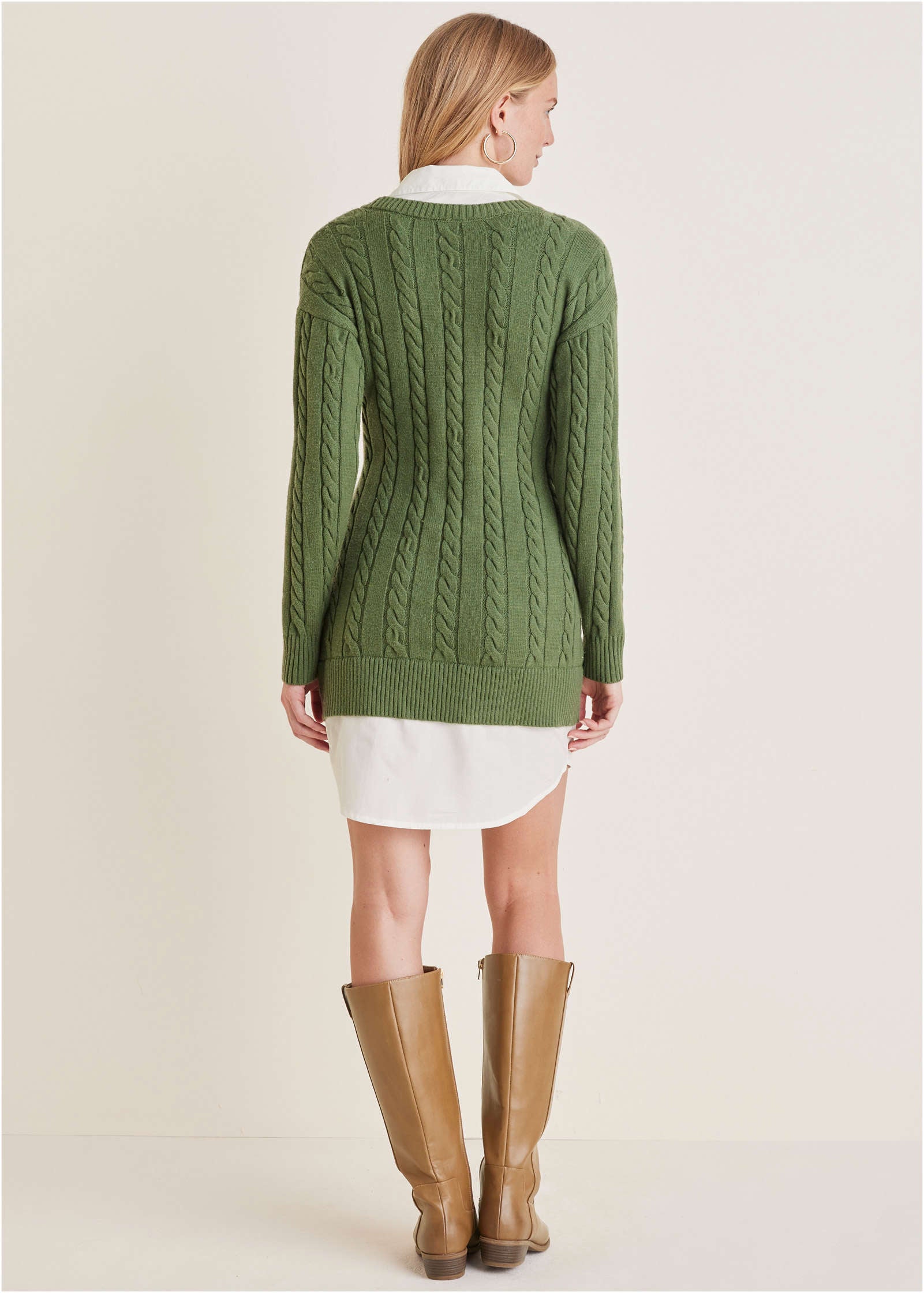Twofer Sweater Dress - Bronze Green-Basic Charm Store
