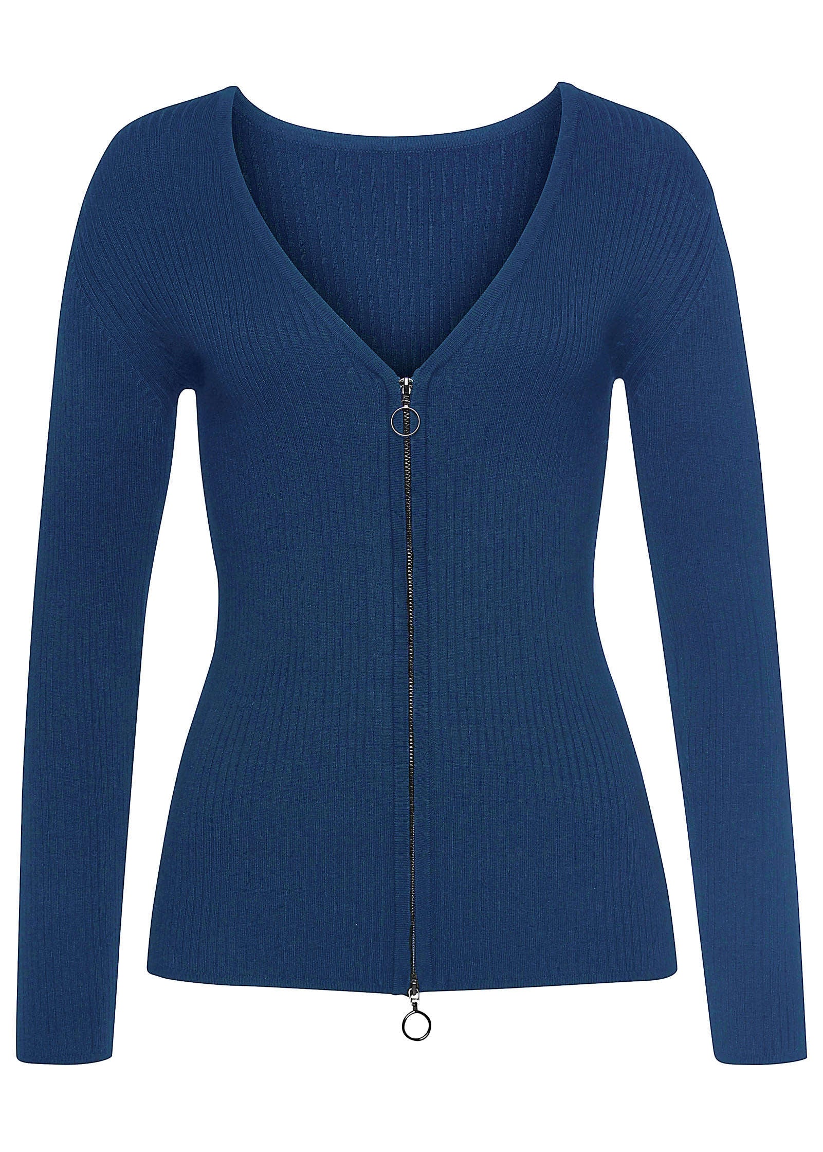 Zip-Up Sweater - Blue-Basic Charm Store